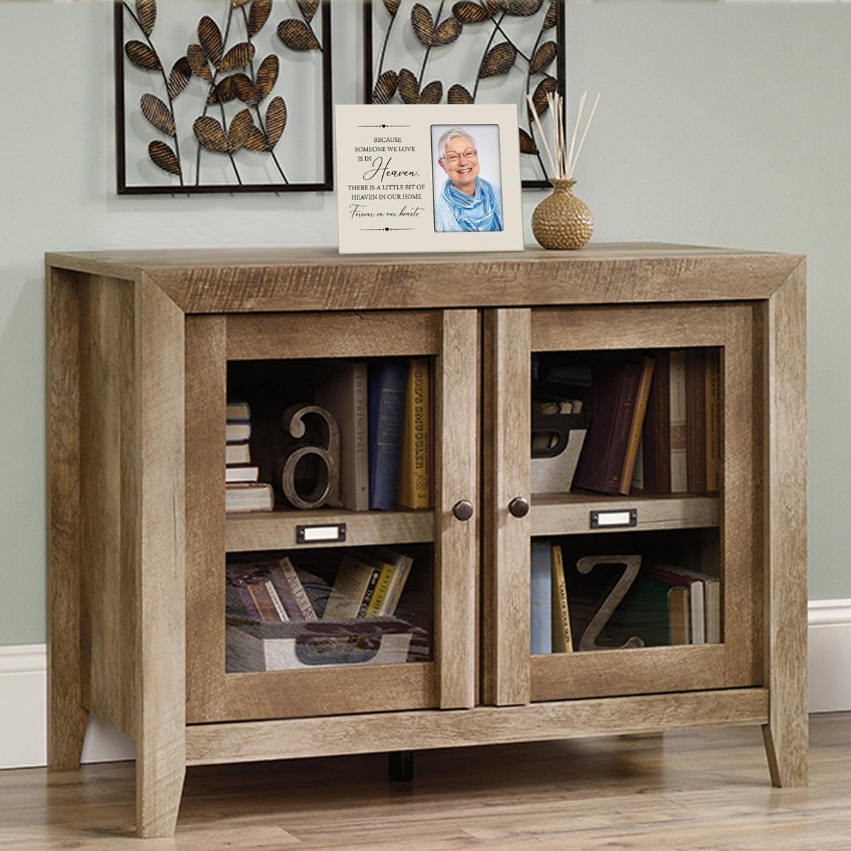 Rustic-Inspired Wooden Human Memorial Frames That Holds A 4x6in Photo - Because Someone We Love (Heart) - LifeSong Milestones