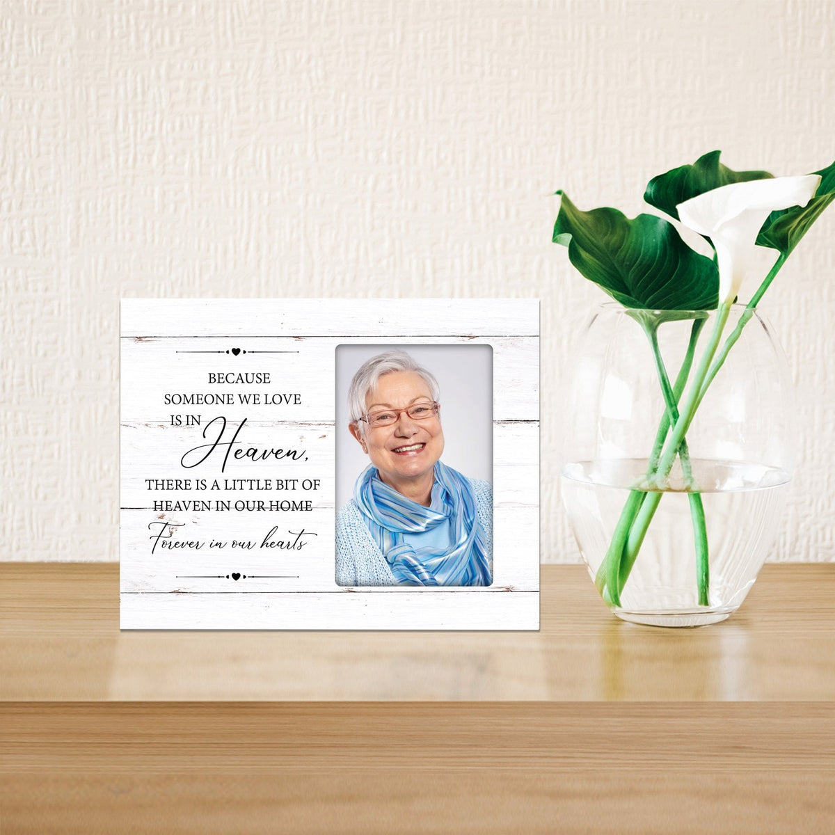 Rustic-Inspired Wooden Human Memorial Frames That Holds A 4x6in Photo - Because Someone We Love (Heart) - LifeSong Milestones