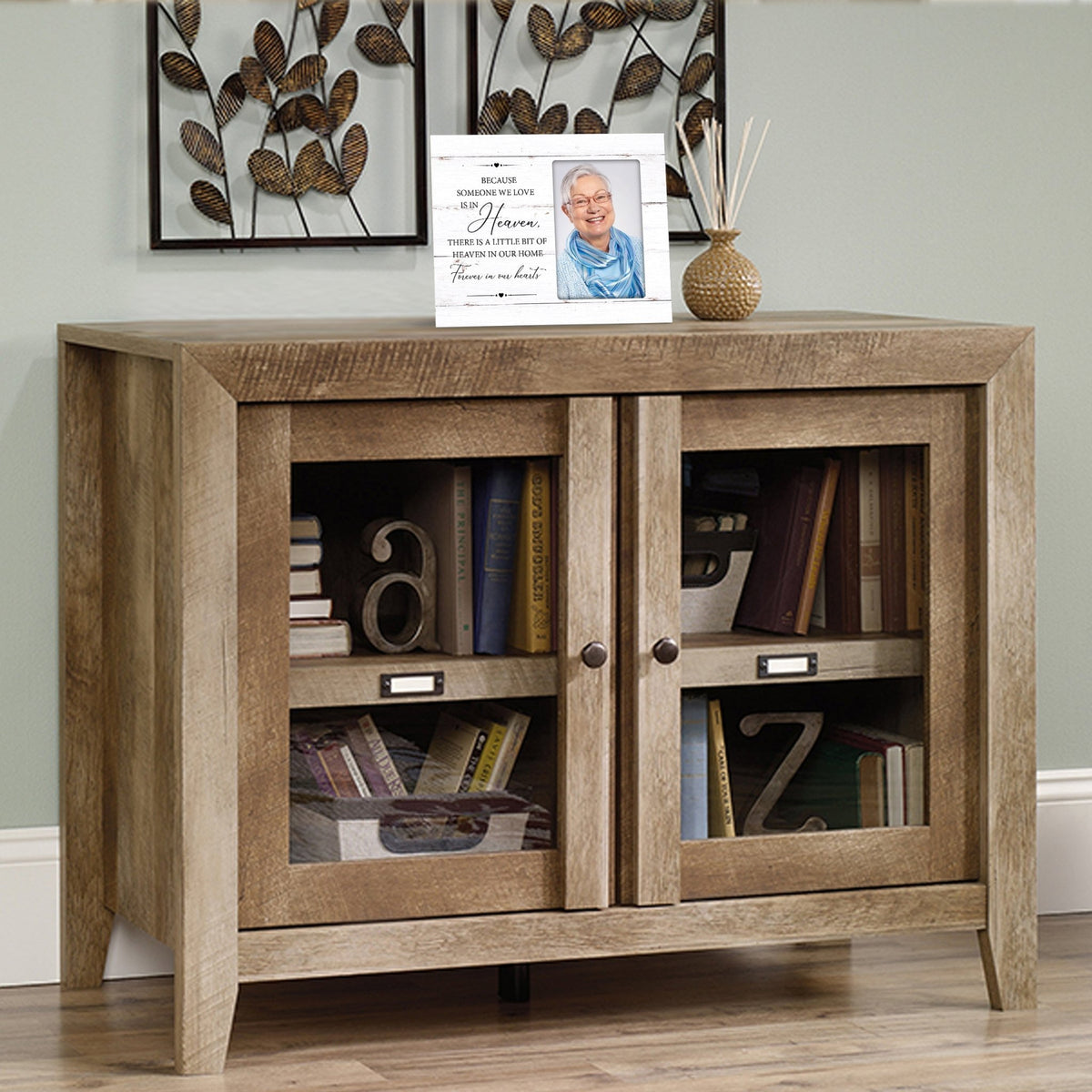Rustic-Inspired Wooden Human Memorial Frames That Holds A 4x6in Photo - Because Someone We Love (Heart) - LifeSong Milestones