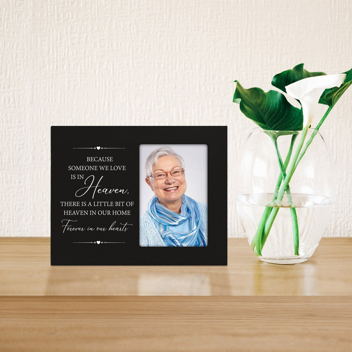 Rustic-Inspired Wooden Human Memorial Frames That Holds A 4x6in Photo - Because Someone We Love (Heart) - LifeSong Milestones