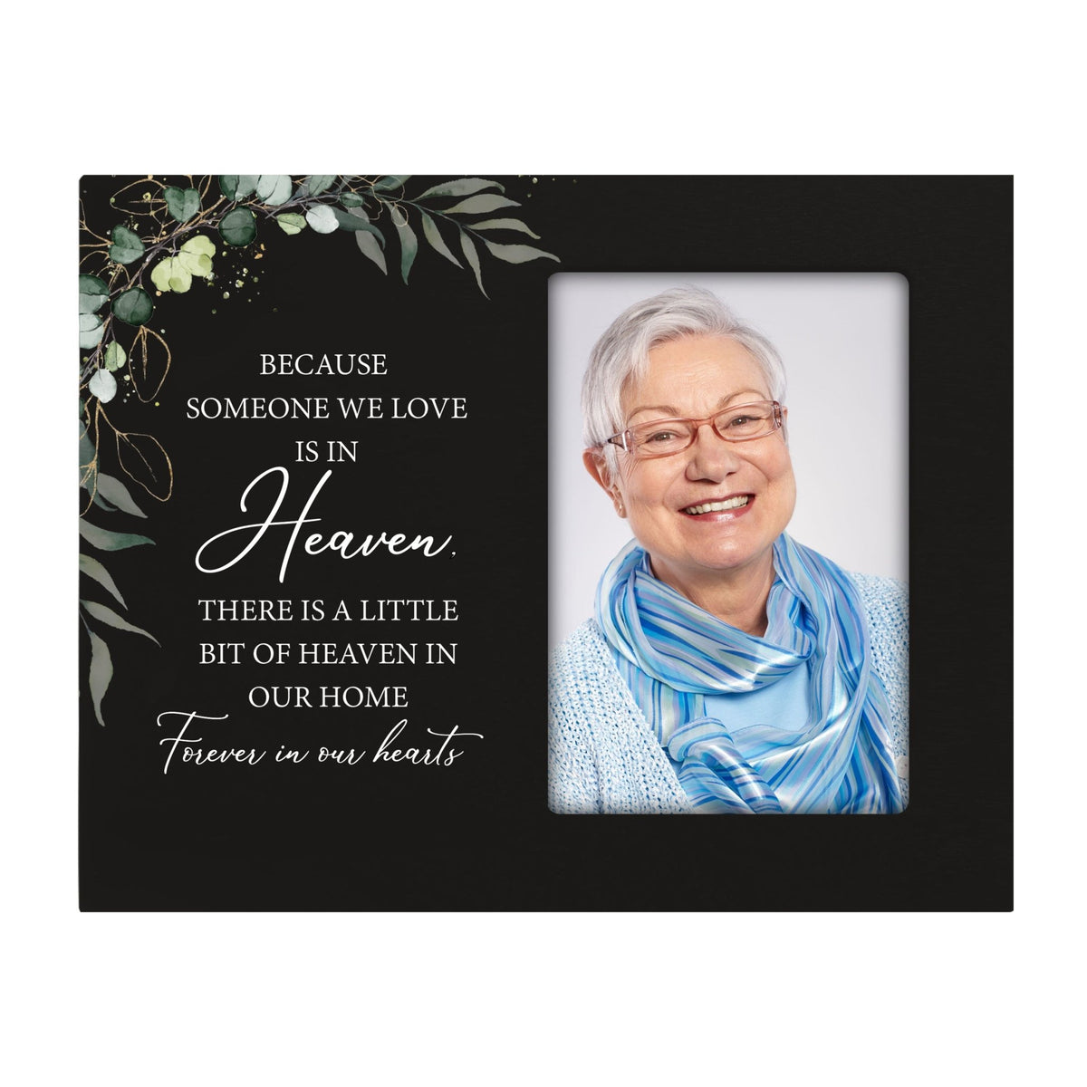 Rustic-Inspired Wooden Human Memorial Frames That Holds A 4x6in Photo - Because Someone We Love (Leaves) - LifeSong Milestones