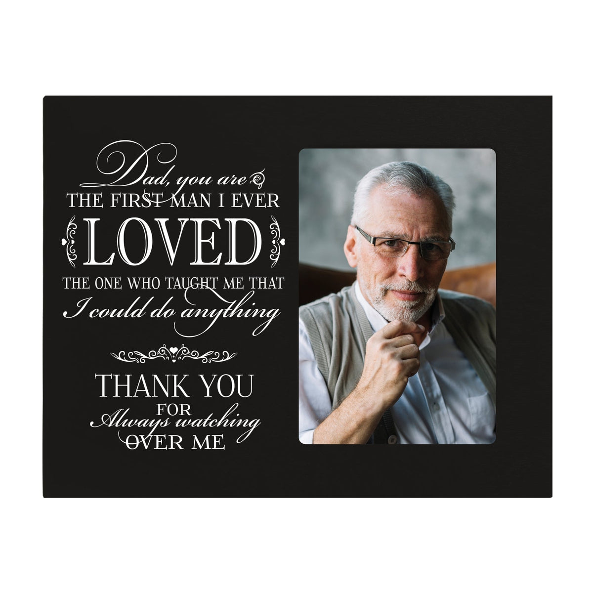 Rustic-Inspired Wooden Human Memorial Frames That Holds A 4x6in Photo - Dad, You Are The First Man - LifeSong Milestones