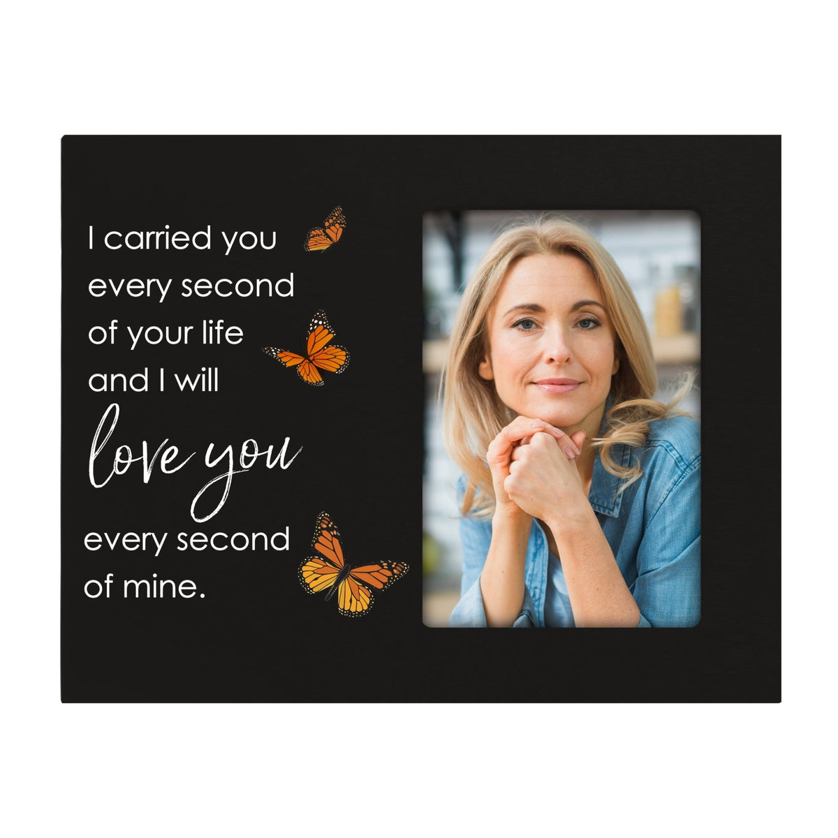 Rustic-Inspired Wooden Human Memorial Frames That Holds A 4x6in Photo - I Carried You (Butterfly) - LifeSong Milestones