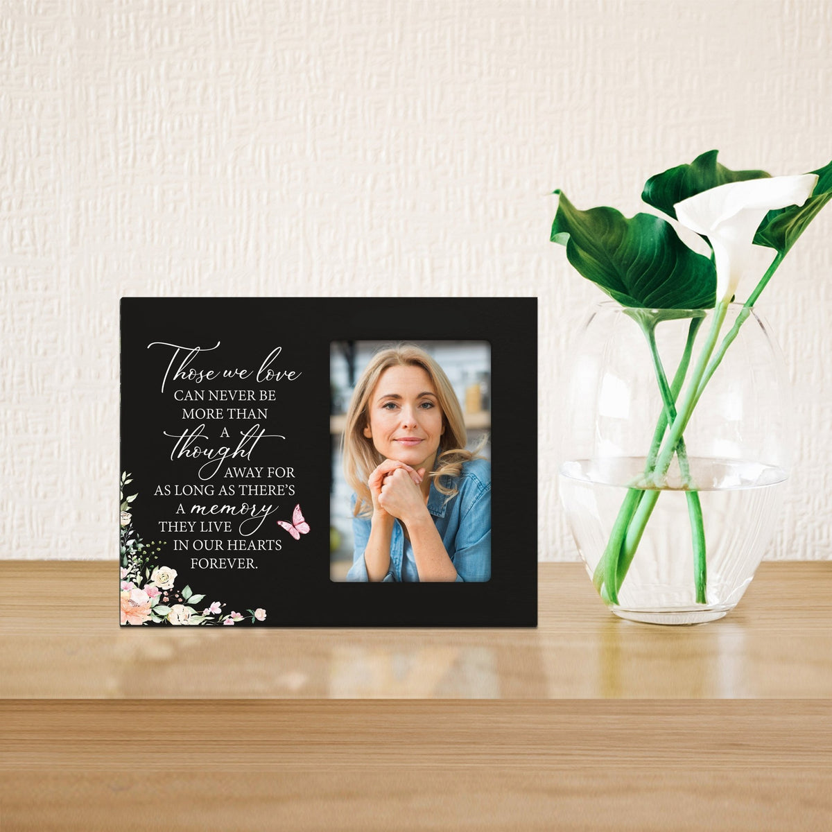 Rustic-Inspired Wooden Human Memorial Frames That Holds A 4x6in Photo - Those We Love (Flowers) - LifeSong Milestones