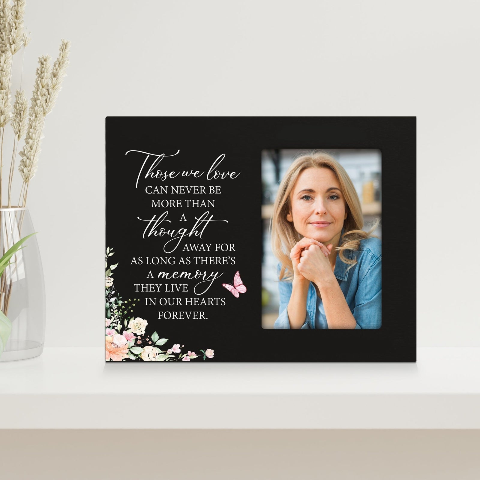 Rustic-Inspired Wooden Human Memorial Frames That Holds A 4x6in Photo - Those We Love (Flowers) - LifeSong Milestones