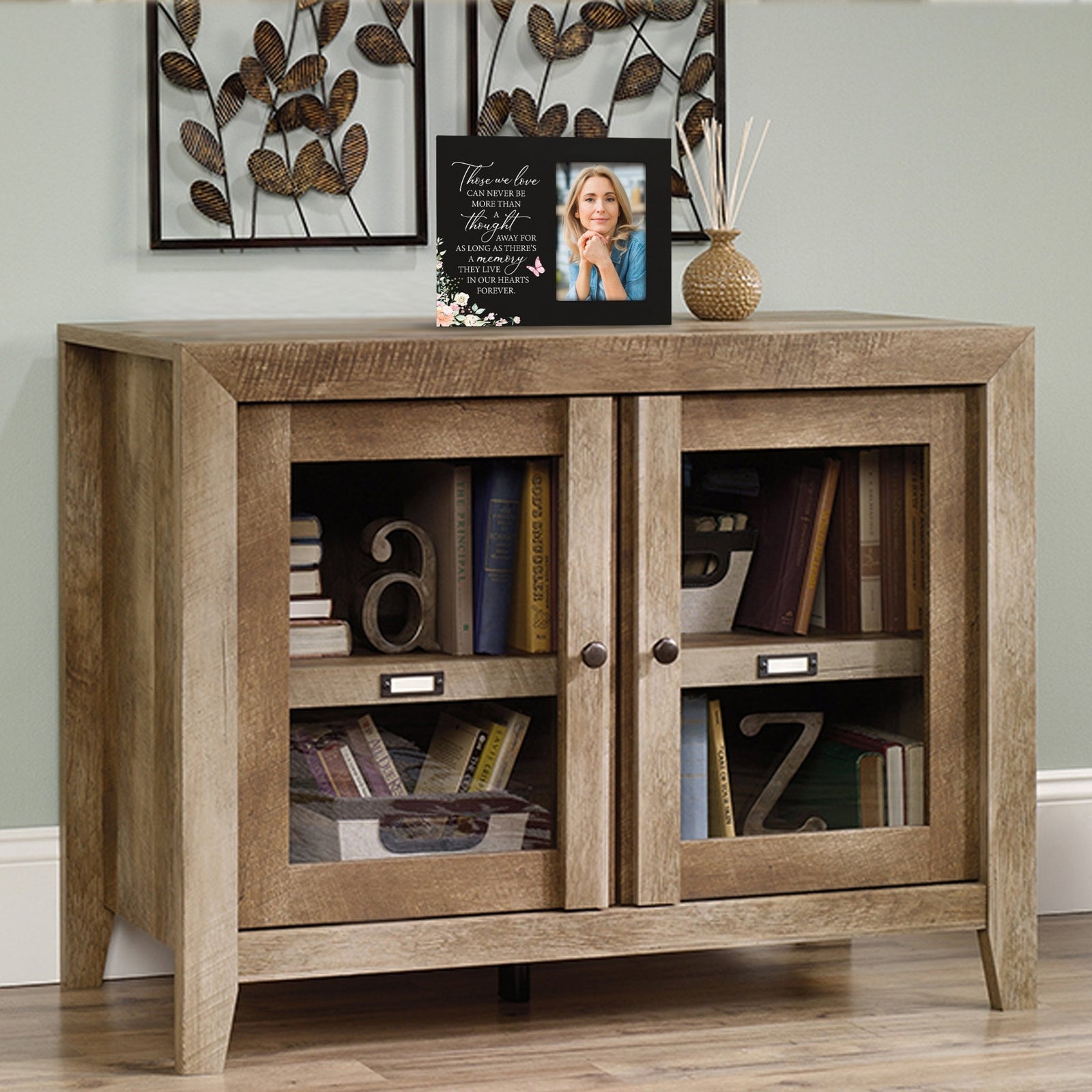 Rustic-Inspired Wooden Human Memorial Frames That Holds A 4x6in Photo - Those We Love (Flowers) - LifeSong Milestones