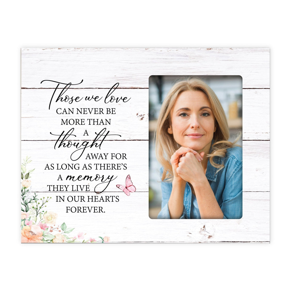 Rustic-Inspired Wooden Human Memorial Frames That Holds A 4x6in Photo - Those We Love (Flowers) - LifeSong Milestones