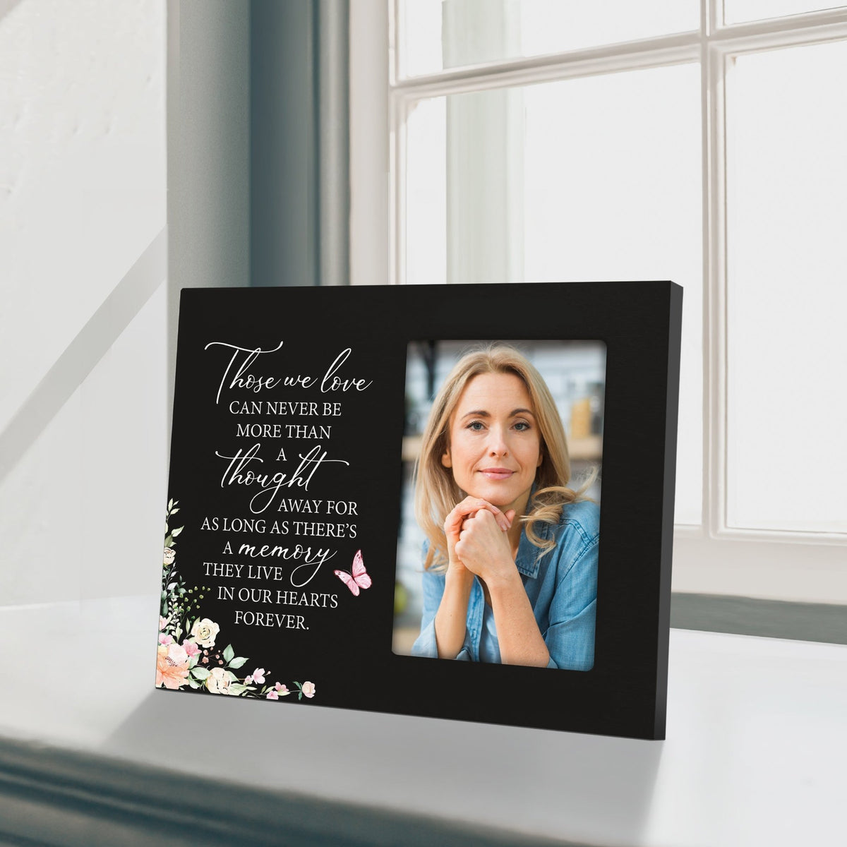 Rustic-Inspired Wooden Human Memorial Frames That Holds A 4x6in Photo - Those We Love (Flowers) - LifeSong Milestones