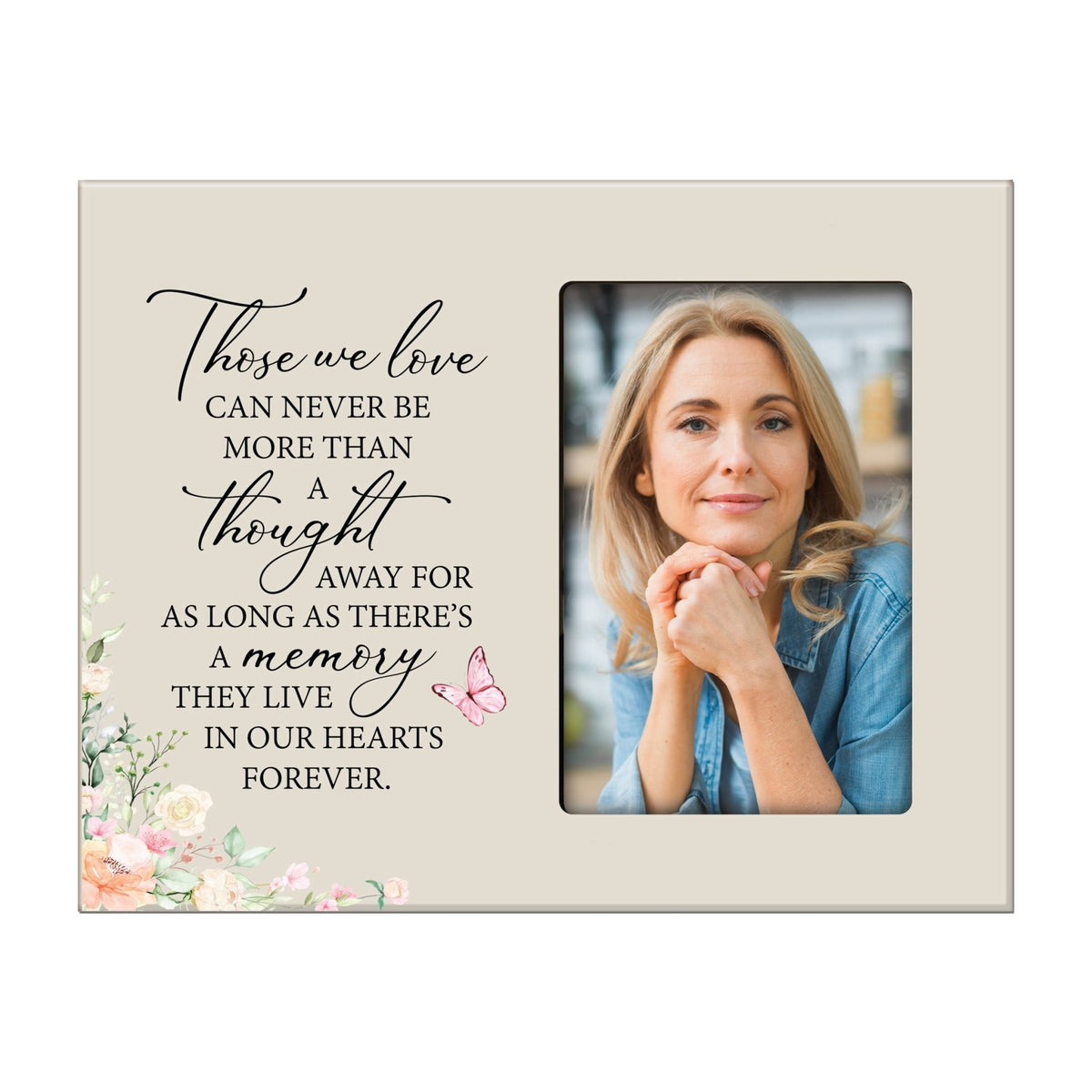 Rustic-Inspired Wooden Human Memorial Frames That Holds A 4x6in Photo - Those We Love (Flowers) - LifeSong Milestones