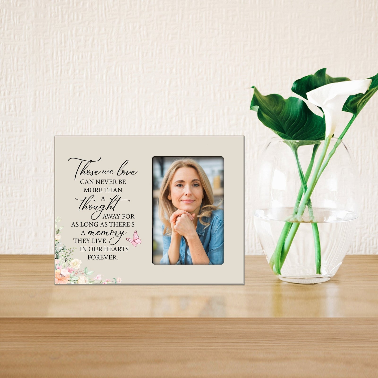 Rustic-Inspired Wooden Human Memorial Frames That Holds A 4x6in Photo - Those We Love (Flowers) - LifeSong Milestones