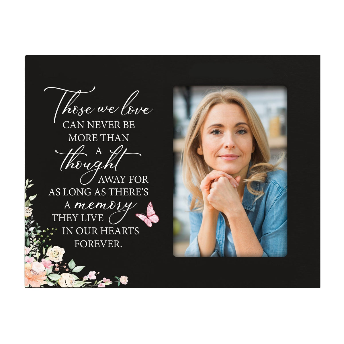 Rustic-Inspired Wooden Human Memorial Frames That Holds A 4x6in Photo - Those We Love (Flowers) - LifeSong Milestones