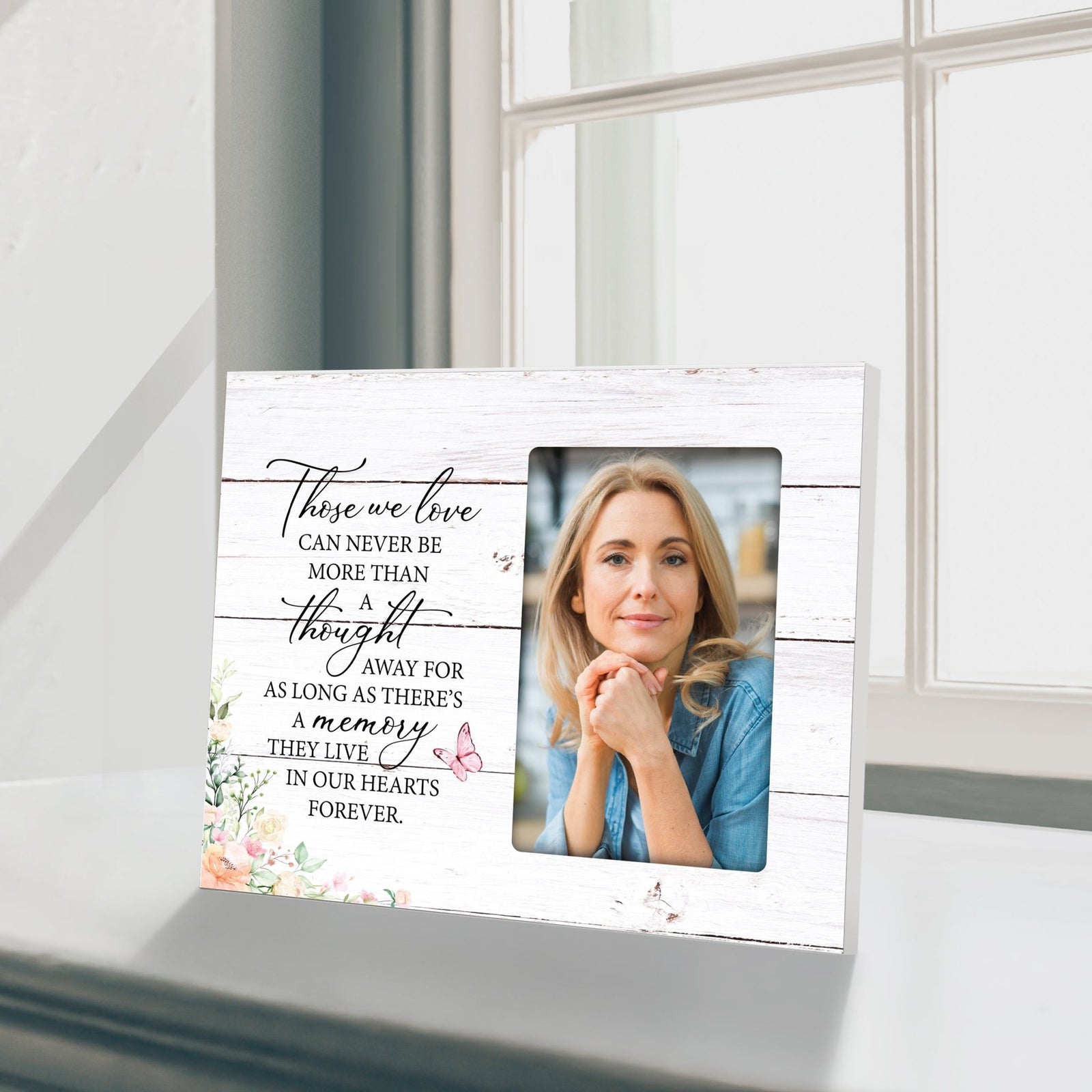 Rustic-Inspired Wooden Human Memorial Frames That Holds A 4x6in Photo - Those We Love (Flowers) - LifeSong Milestones