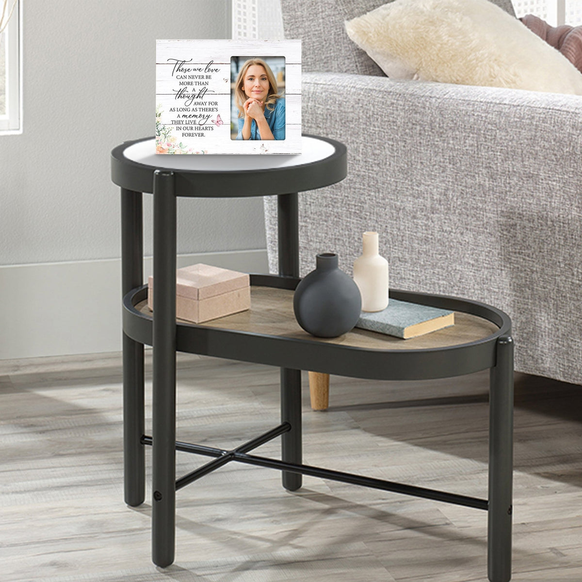 Rustic-Inspired Wooden Human Memorial Frames That Holds A 4x6in Photo - Those We Love (Flowers) - LifeSong Milestones