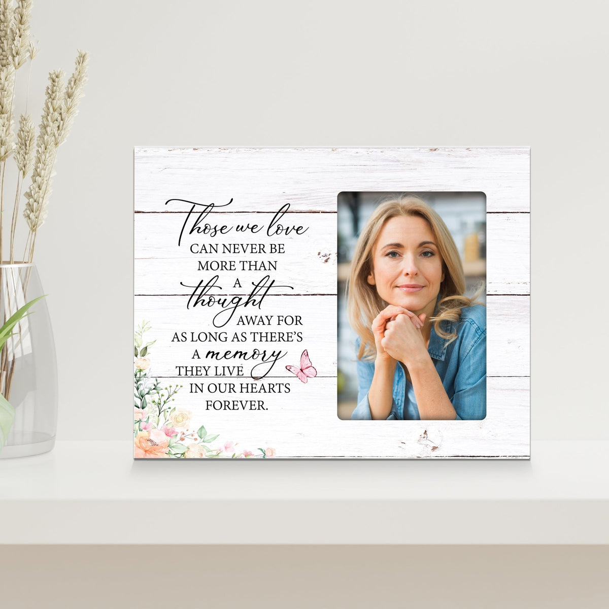 Rustic-Inspired Wooden Human Memorial Frames That Holds A 4x6in Photo - Those We Love (Flowers) - LifeSong Milestones