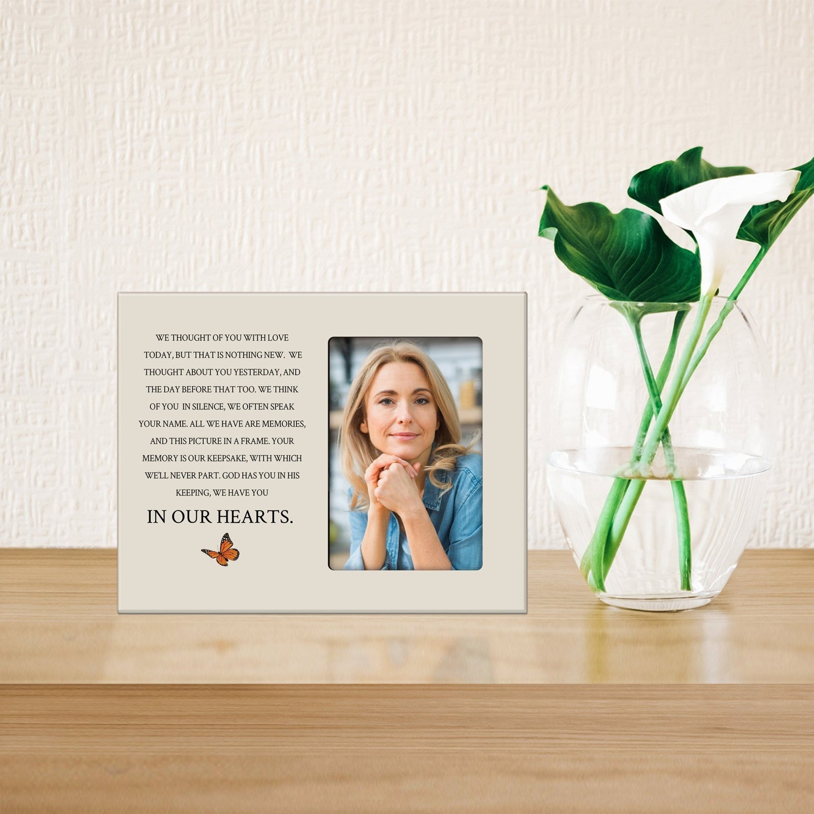 Rustic-Inspired Wooden Human Memorial Frames That Holds A 4x6in Photo - We Thought Of You - LifeSong Milestones