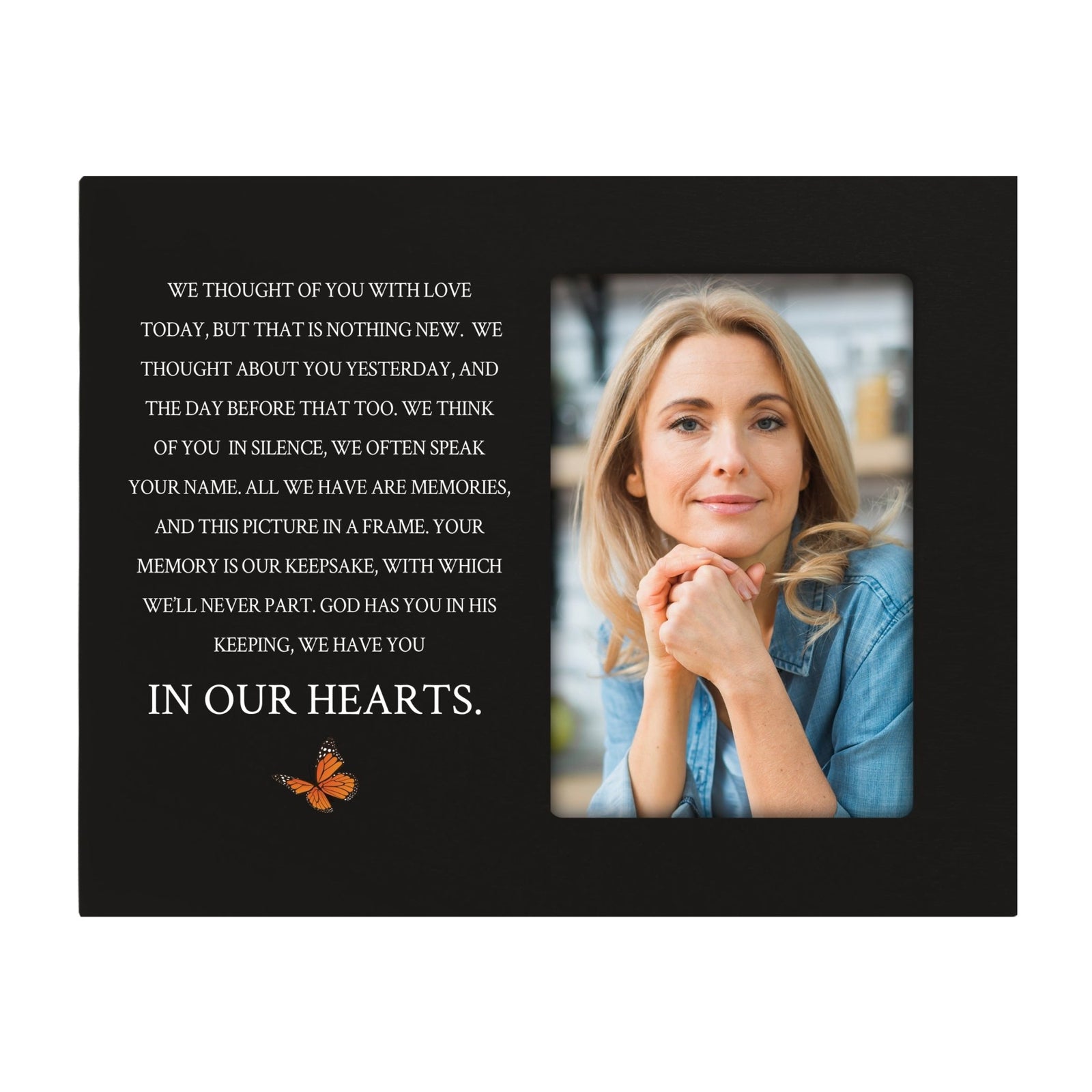 Rustic-Inspired Wooden Human Memorial Frames That Holds A 4x6in Photo - We Thought Of You - LifeSong Milestones