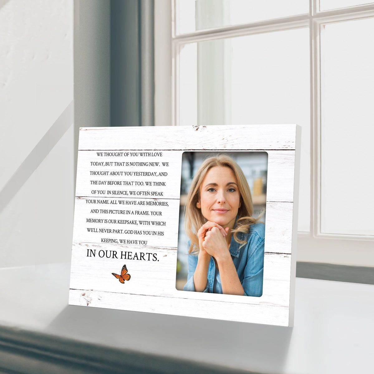 Rustic-Inspired Wooden Human Memorial Frames That Holds A 4x6in Photo - We Thought Of You - LifeSong Milestones