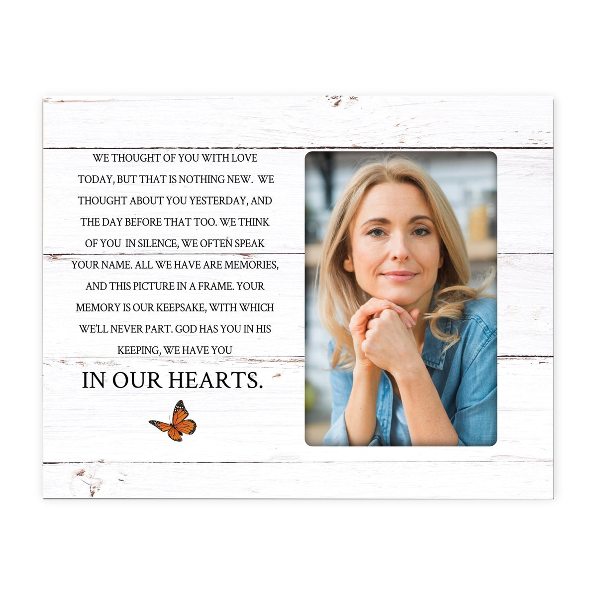 Rustic-Inspired Wooden Human Memorial Frames That Holds A 4x6in Photo - We Thought Of You - LifeSong Milestones