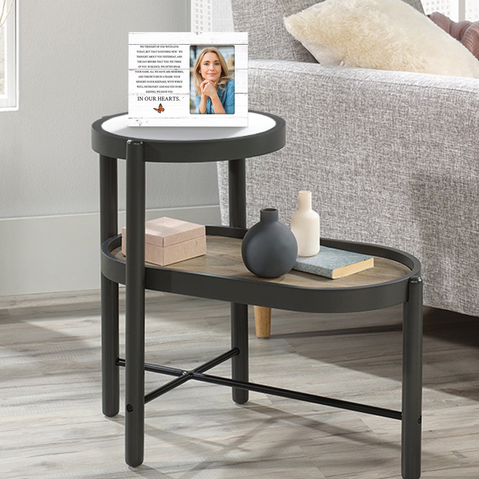 Rustic-Inspired Wooden Human Memorial Frames That Holds A 4x6in Photo - We Thought Of You - LifeSong Milestones