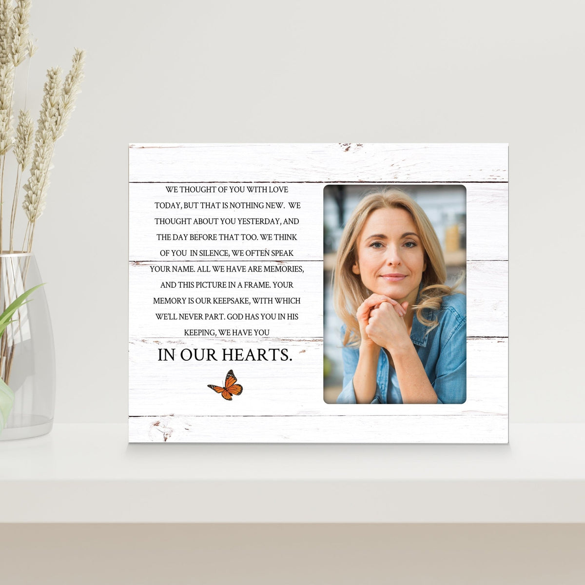 Rustic-Inspired Wooden Human Memorial Frames That Holds A 4x6in Photo - We Thought Of You - LifeSong Milestones