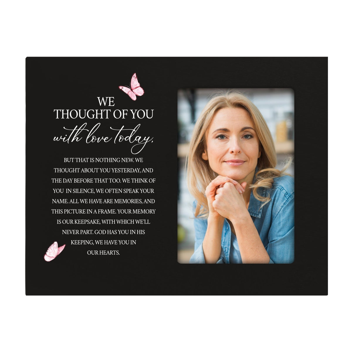 Rustic-Inspired Wooden Human Memorial Frames That Holds A 4x6in Photo - We Thought Of You (Butterfly) - LifeSong Milestones