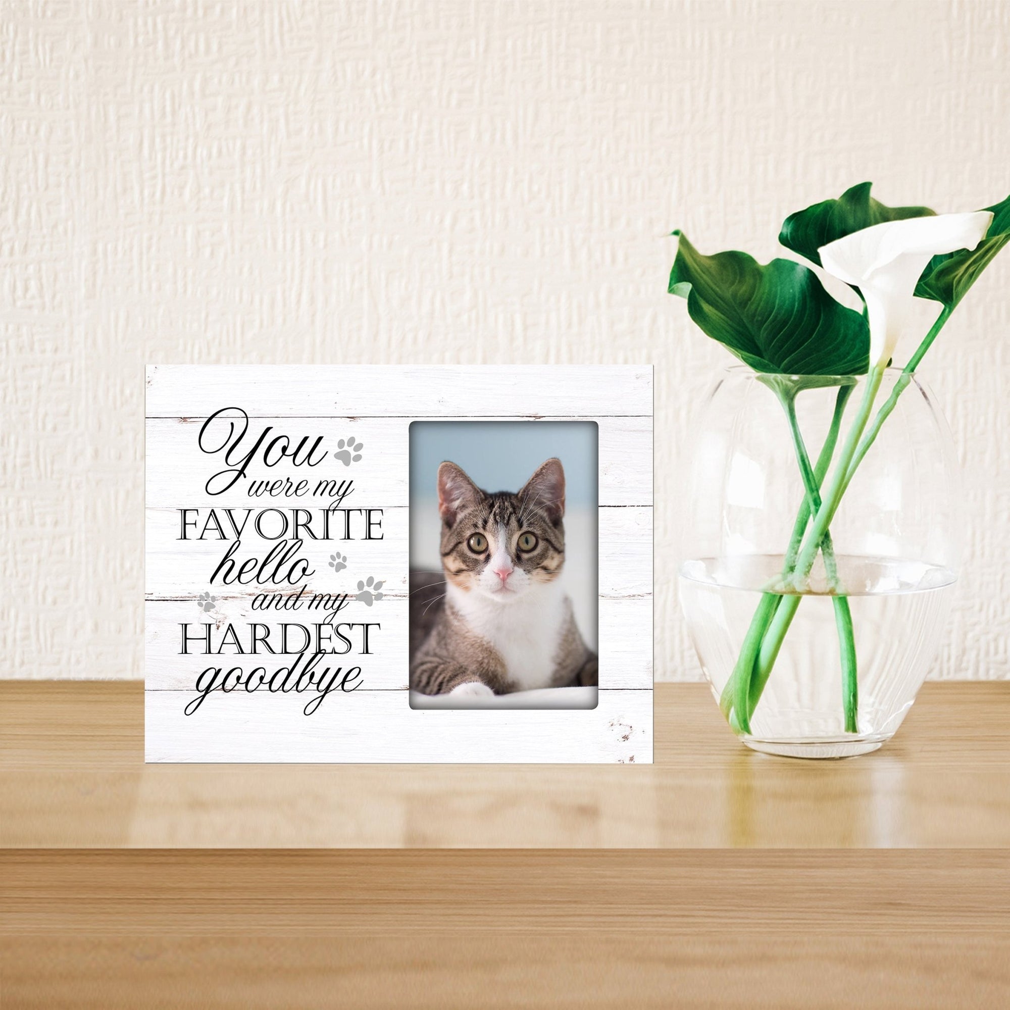 Rustic-Inspired Wooden Pet Memorial Frames That Holds A 4x6in Photo - You Were My Favorite (Paws) - LifeSong Milestones