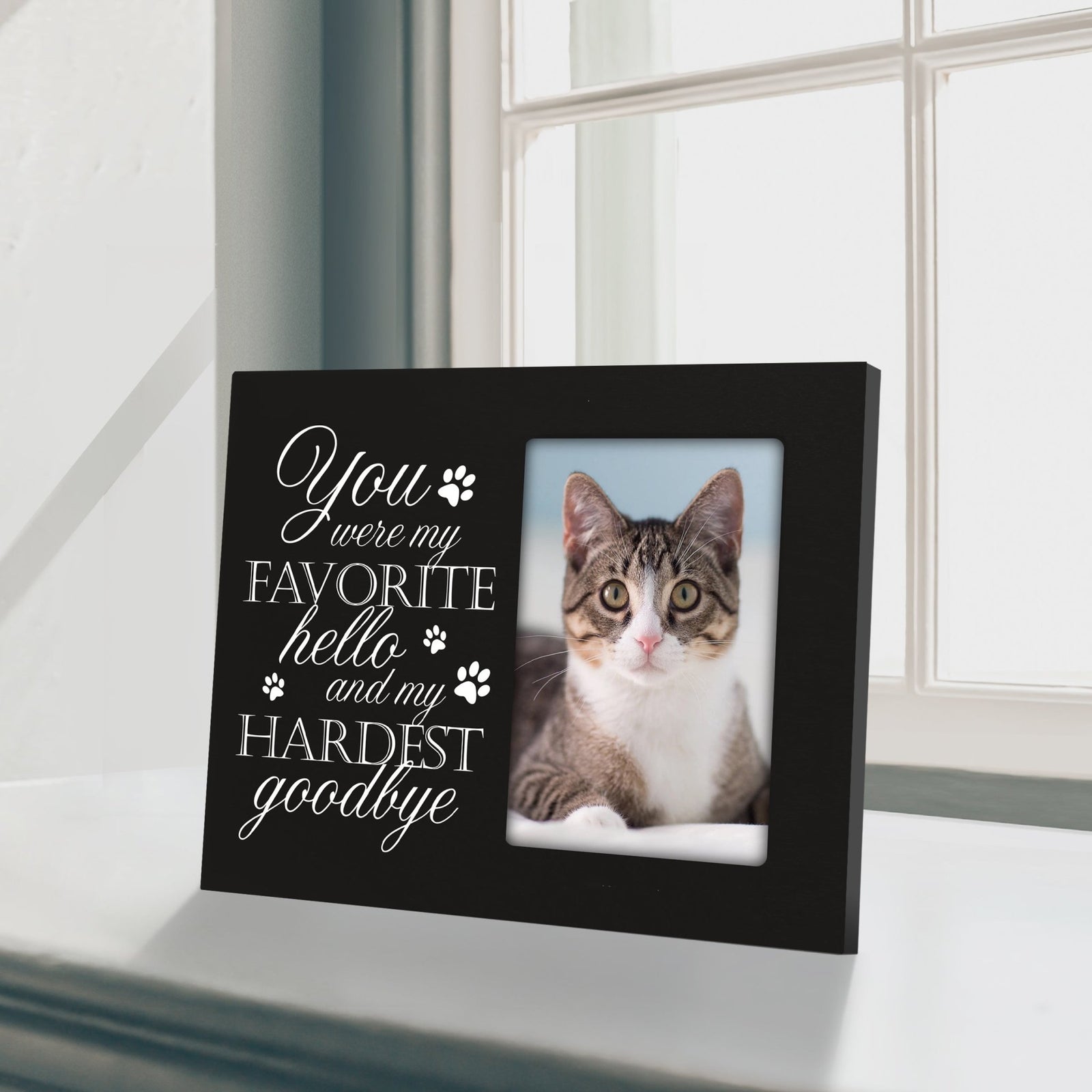 Rustic-Inspired Wooden Pet Memorial Frames That Holds A 4x6in Photo - You Were My Favorite (Paws) - LifeSong Milestones