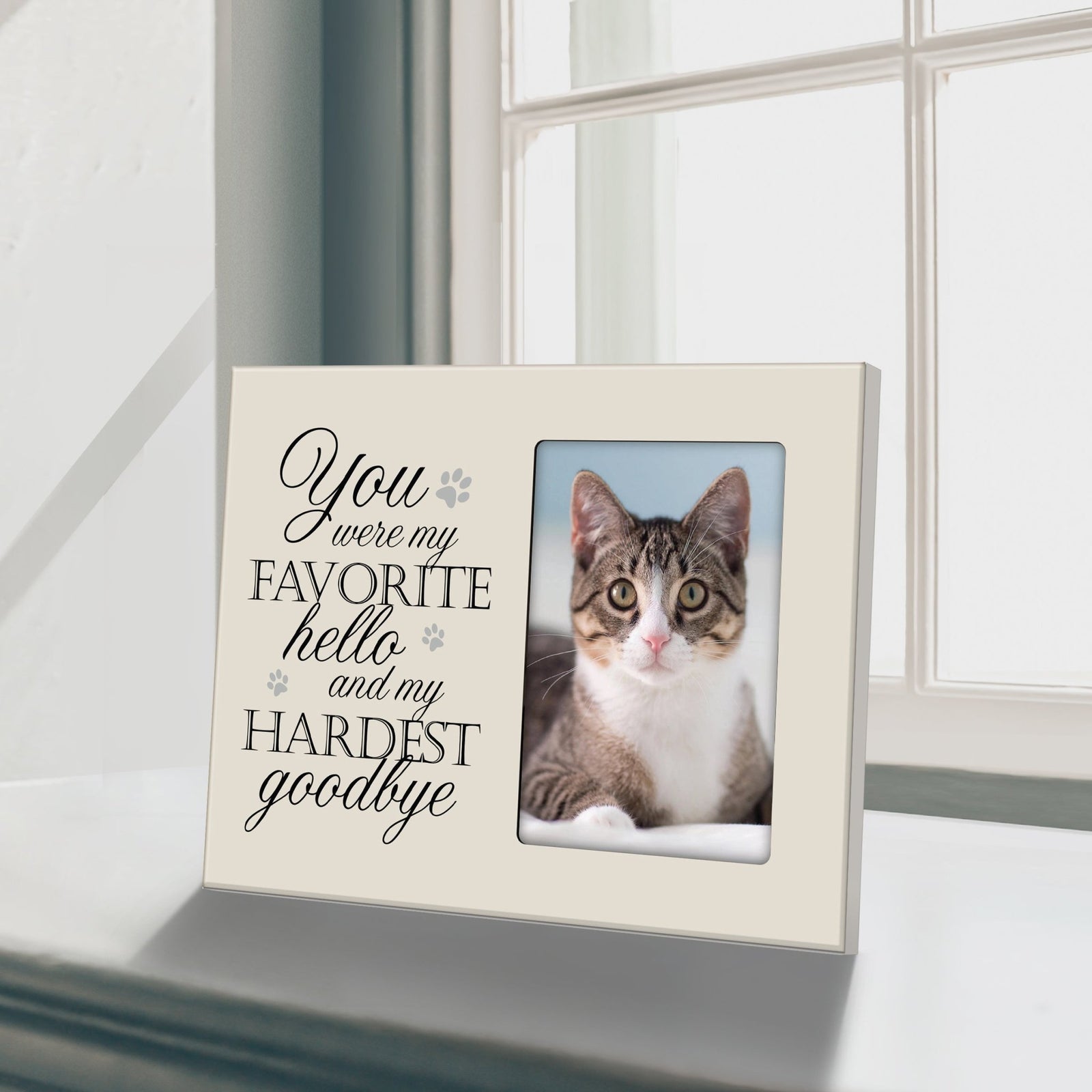 Rustic-Inspired Wooden Pet Memorial Frames That Holds A 4x6in Photo - You Were My Favorite (Paws) - LifeSong Milestones
