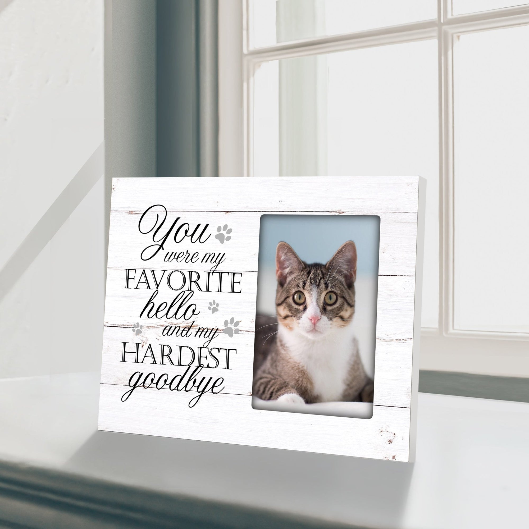 Rustic-Inspired Wooden Pet Memorial Frames That Holds A 4x6in Photo - You Were My Favorite (Paws) - LifeSong Milestones
