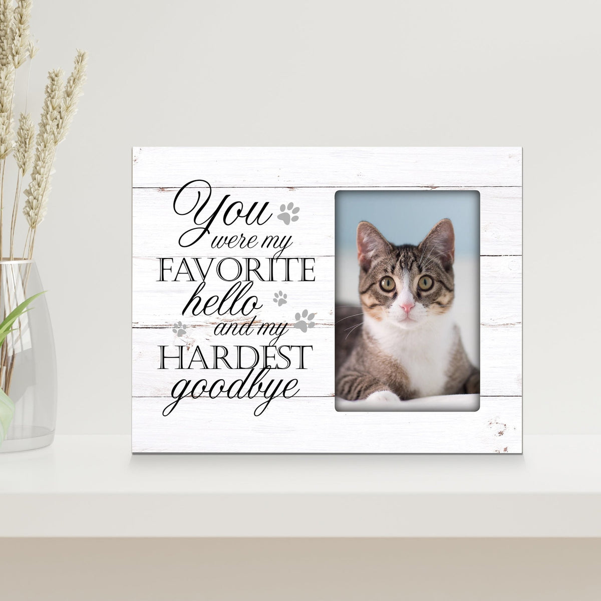 Rustic-Inspired Wooden Pet Memorial Frames That Holds A 4x6in Photo - You Were My Favorite (Paws) - LifeSong Milestones