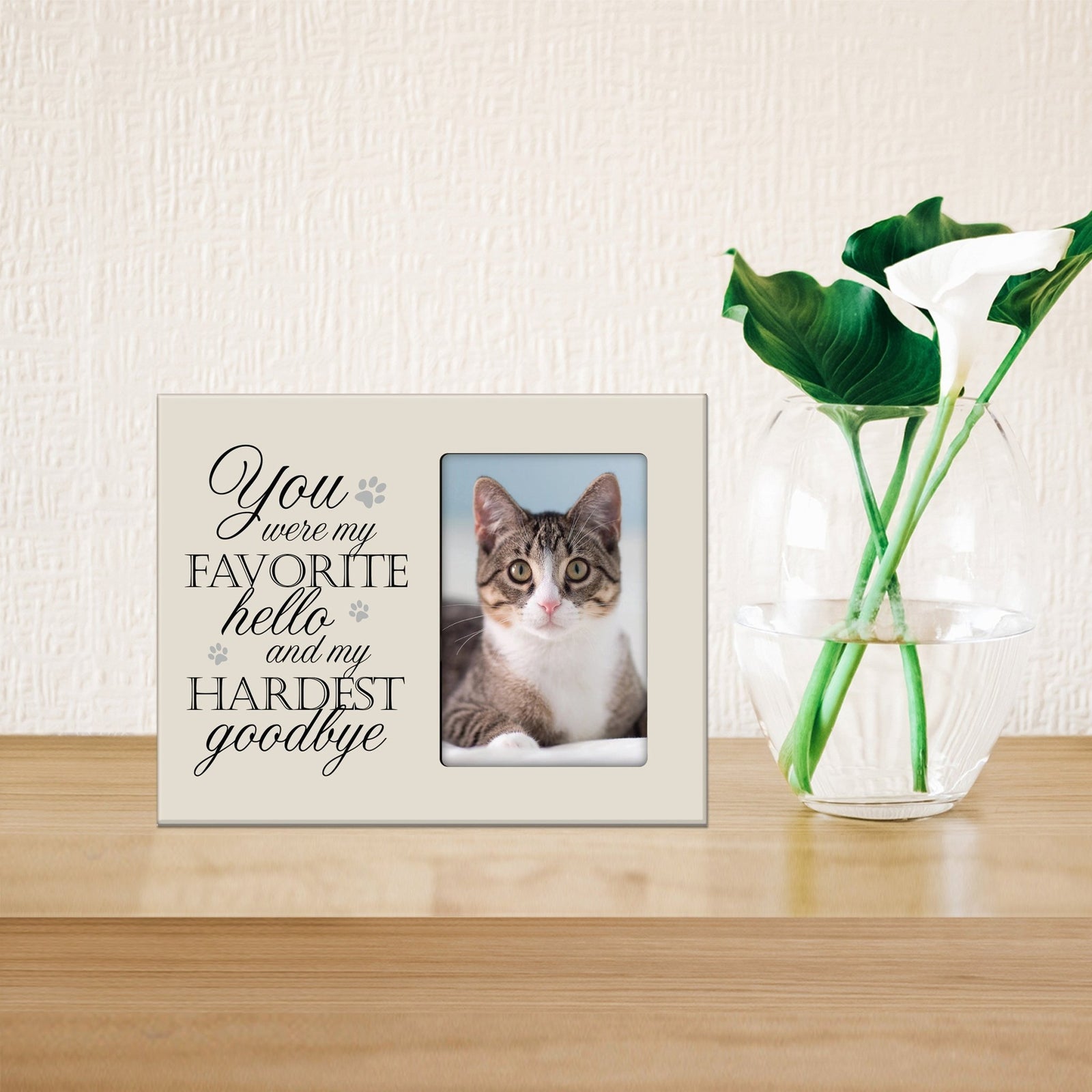 Rustic-Inspired Wooden Pet Memorial Frames That Holds A 4x6in Photo - You Were My Favorite (Paws) - LifeSong Milestones