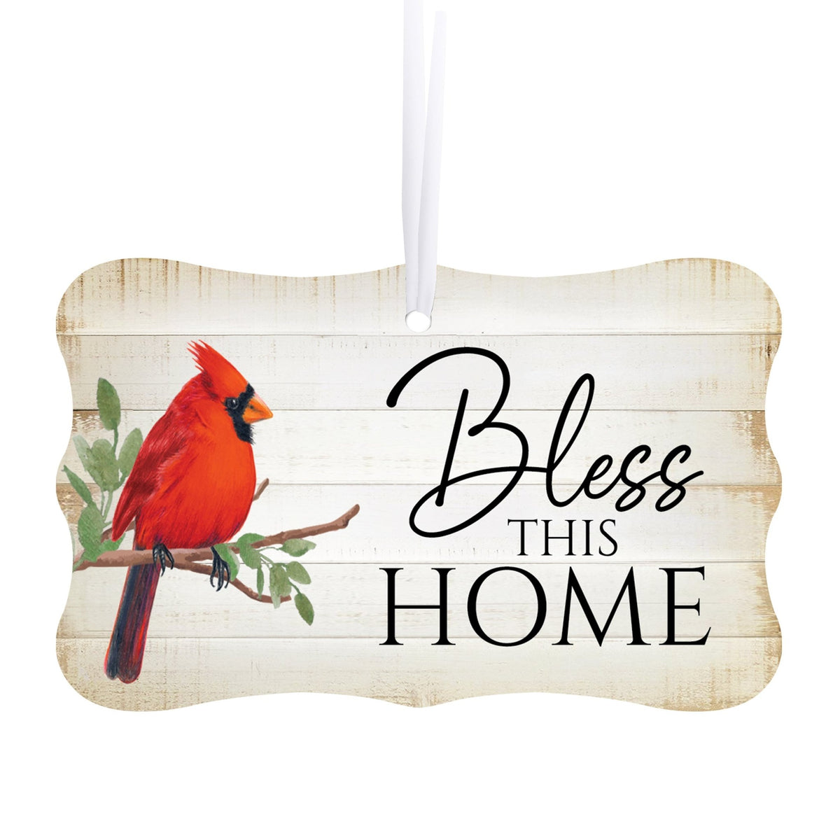 Rustic Scalloped Cardinal Wooden Ornament With Everyday Verses Gift Ideas - Bless This Home - LifeSong Milestones