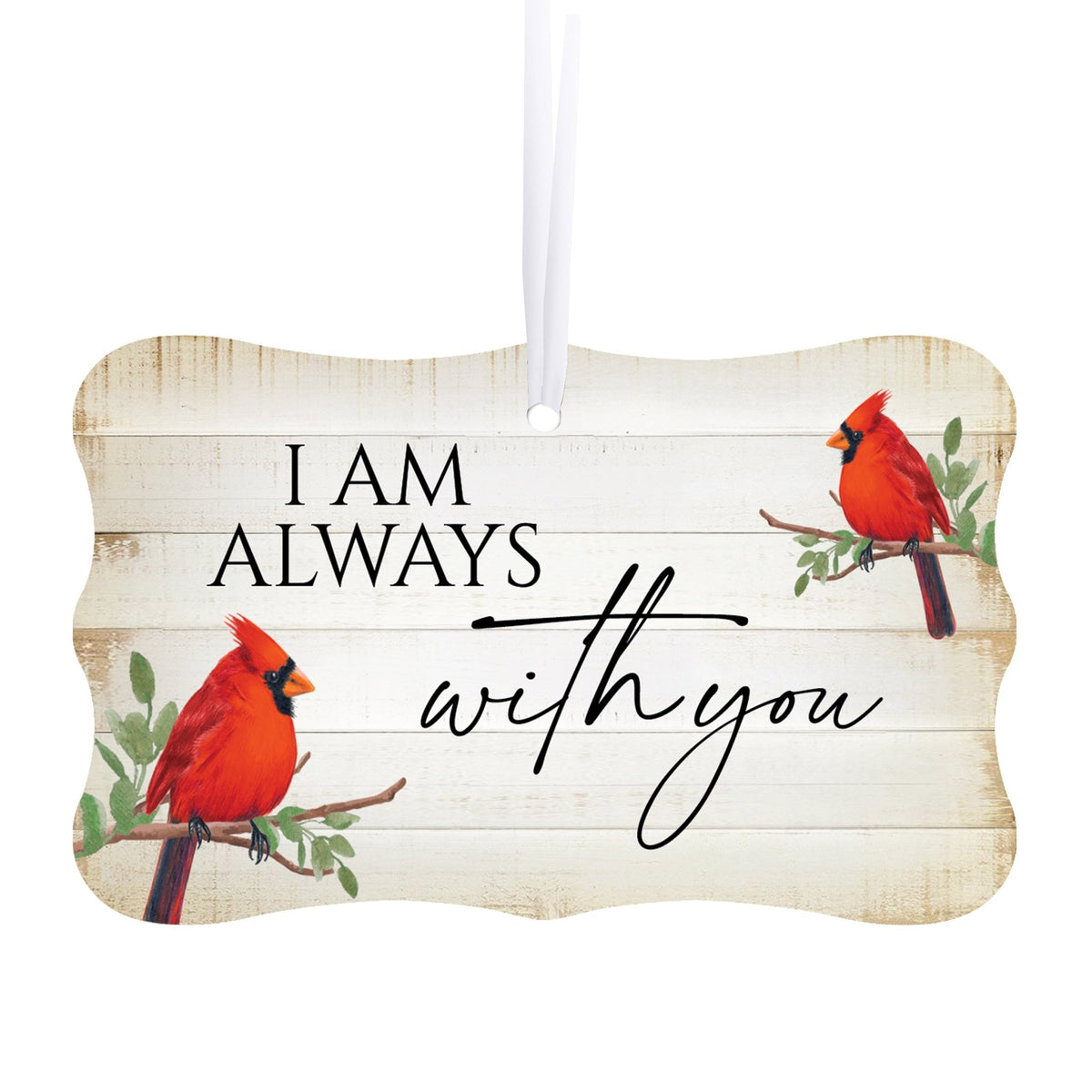 Rustic Scalloped Cardinal Wooden Ornament With Everyday Verses Gift Ideas - I Am Always - LifeSong Milestones