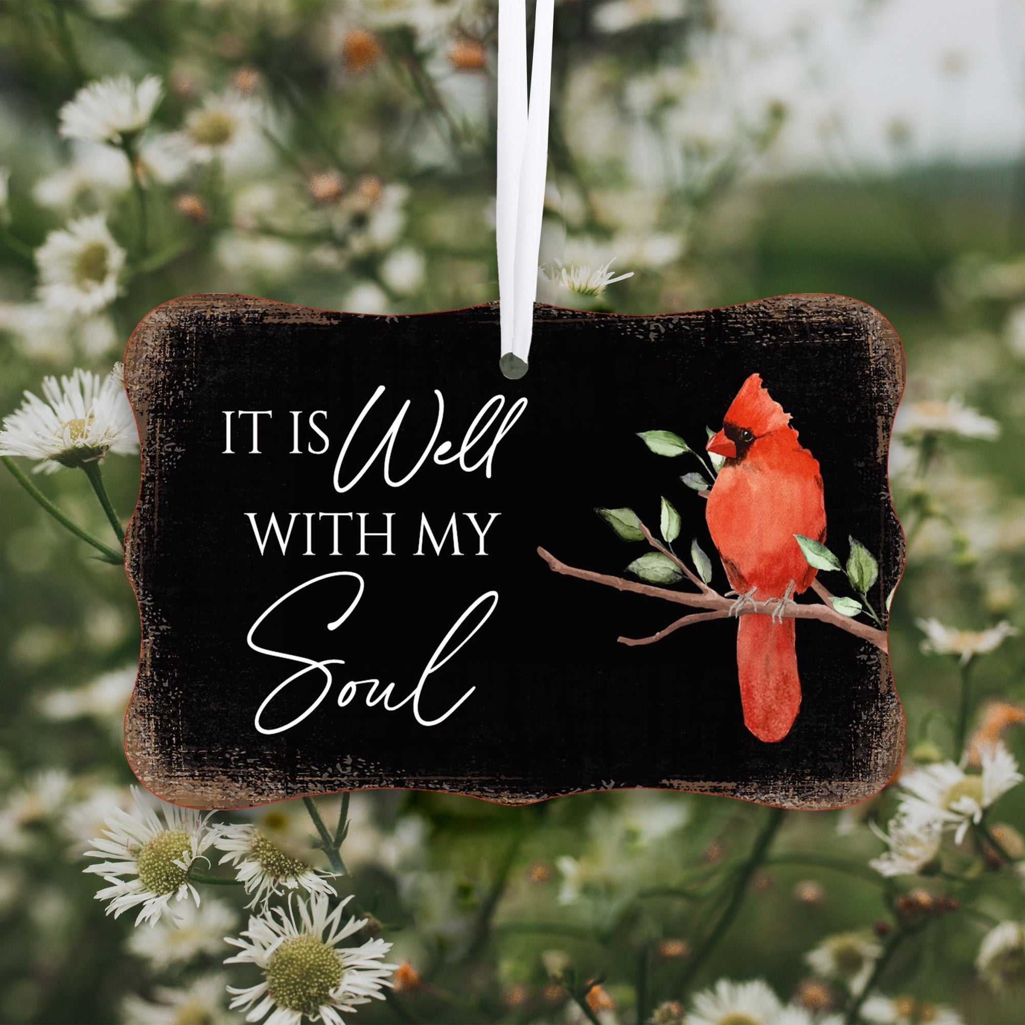 Rustic Scalloped Cardinal Wooden Ornament With Everyday Verses Gift Ideas - It Is Well - LifeSong Milestones