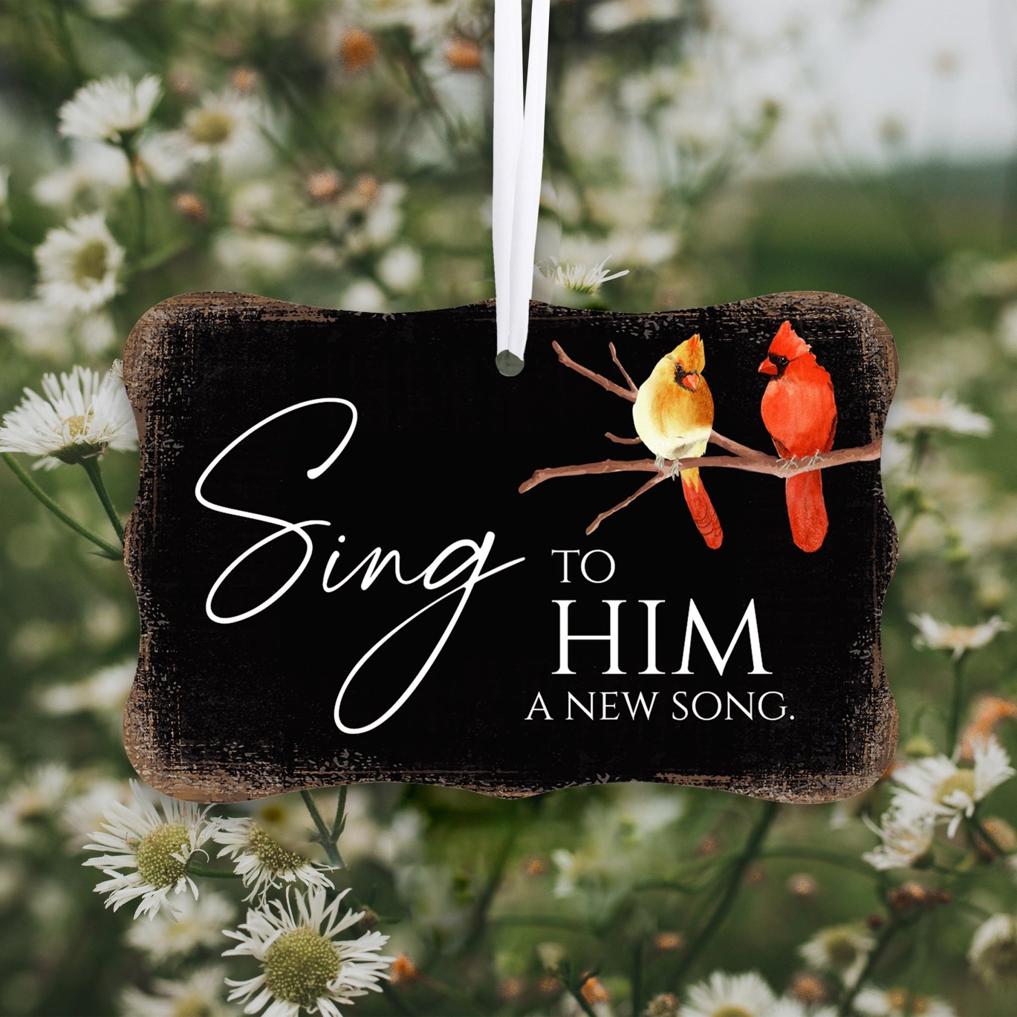 Rustic Scalloped Cardinal Wooden Ornament With Everyday Verses Gift Ideas - Sing To Him - LifeSong Milestones