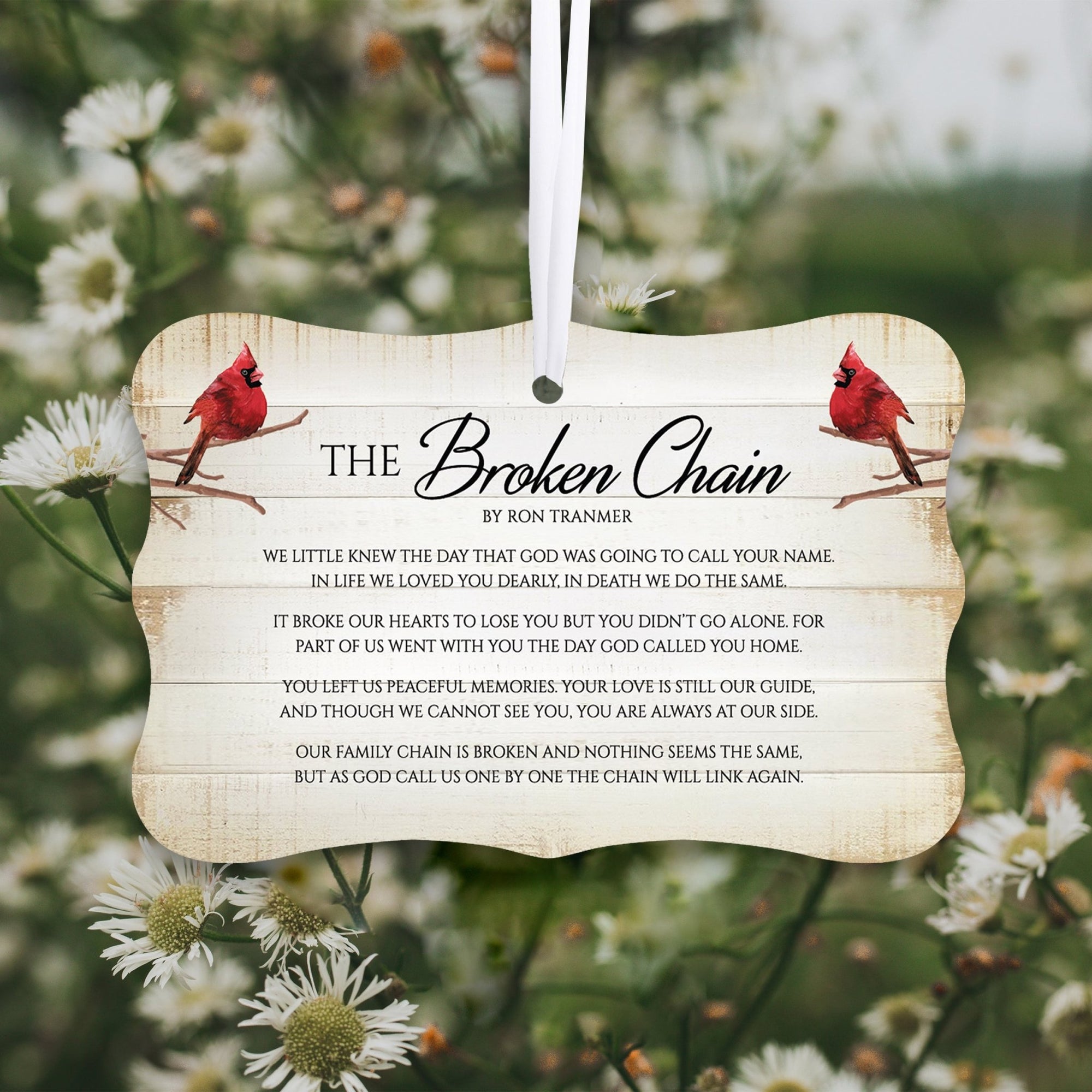 Rustic Scalloped Cardinal Wooden Ornament With Everyday Verses Gift Ideas - The Broken Chain - LifeSong Milestones