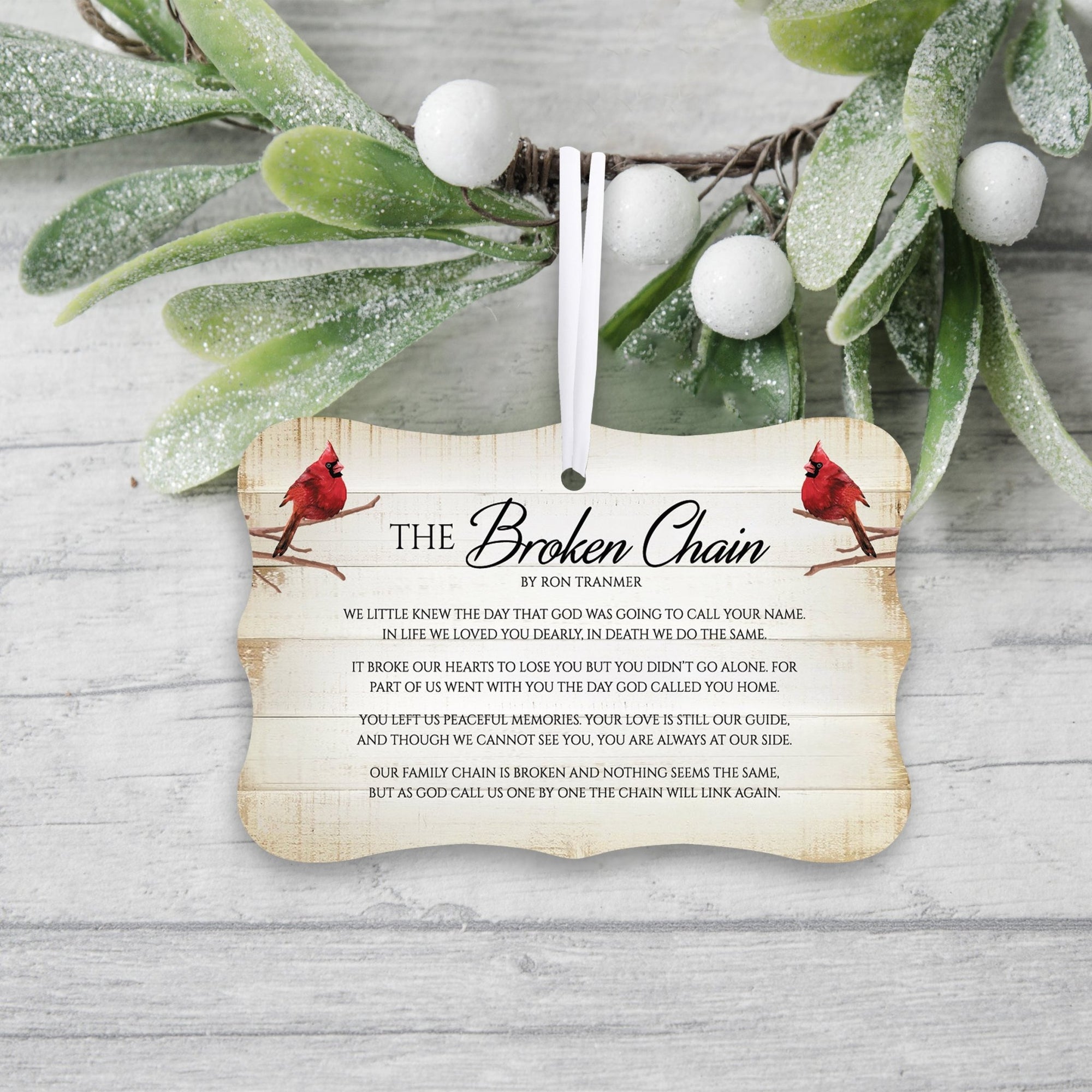 Rustic Scalloped Cardinal Wooden Ornament With Everyday Verses Gift Ideas - The Broken Chain - LifeSong Milestones