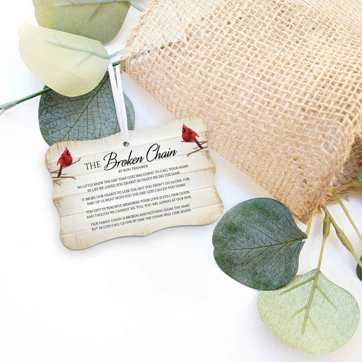 Rustic Scalloped Cardinal Wooden Ornament With Everyday Verses Gift Ideas - The Broken Chain - LifeSong Milestones