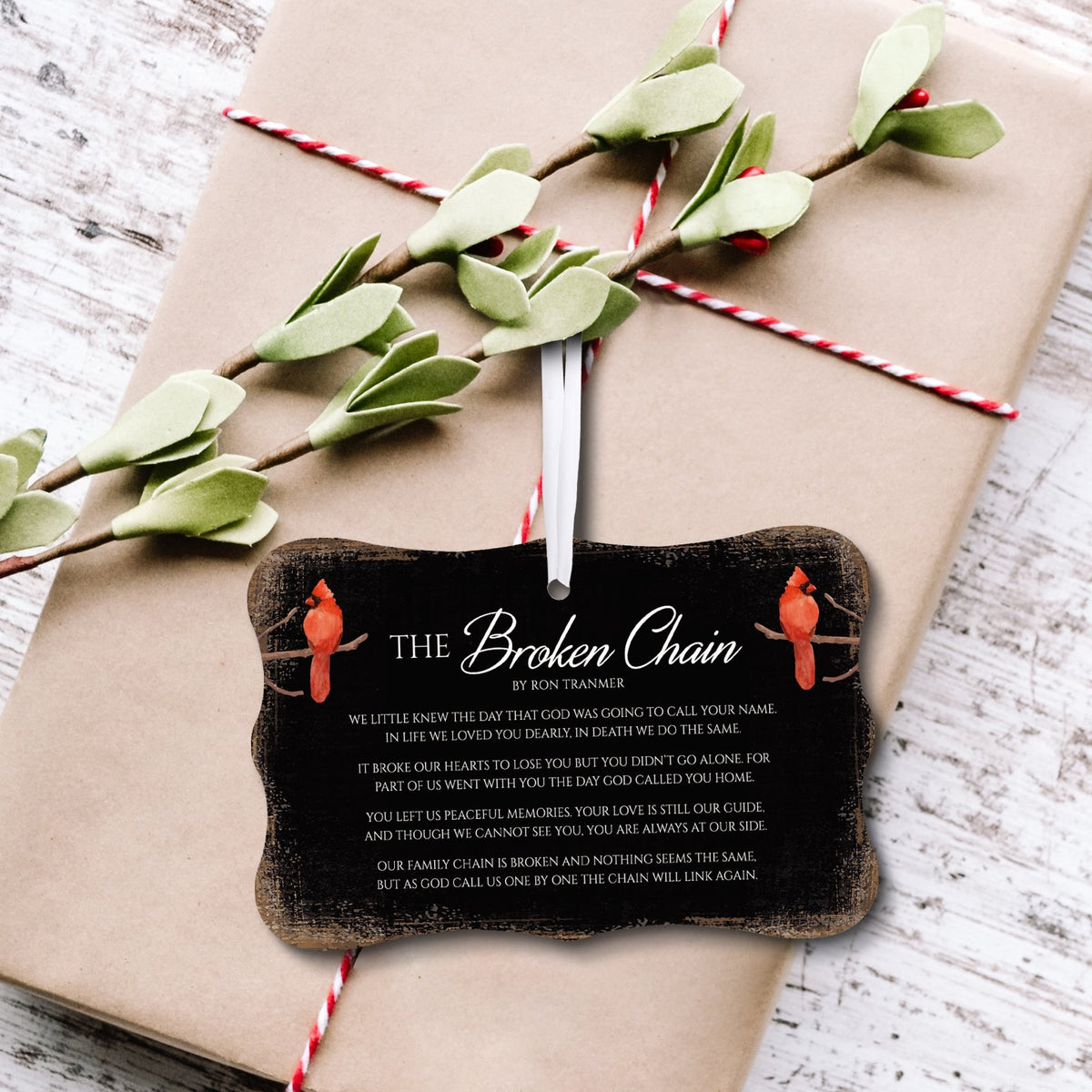 Rustic Scalloped Cardinal Wooden Ornament With Everyday Verses Gift Ideas - The Broken Chain - LifeSong Milestones