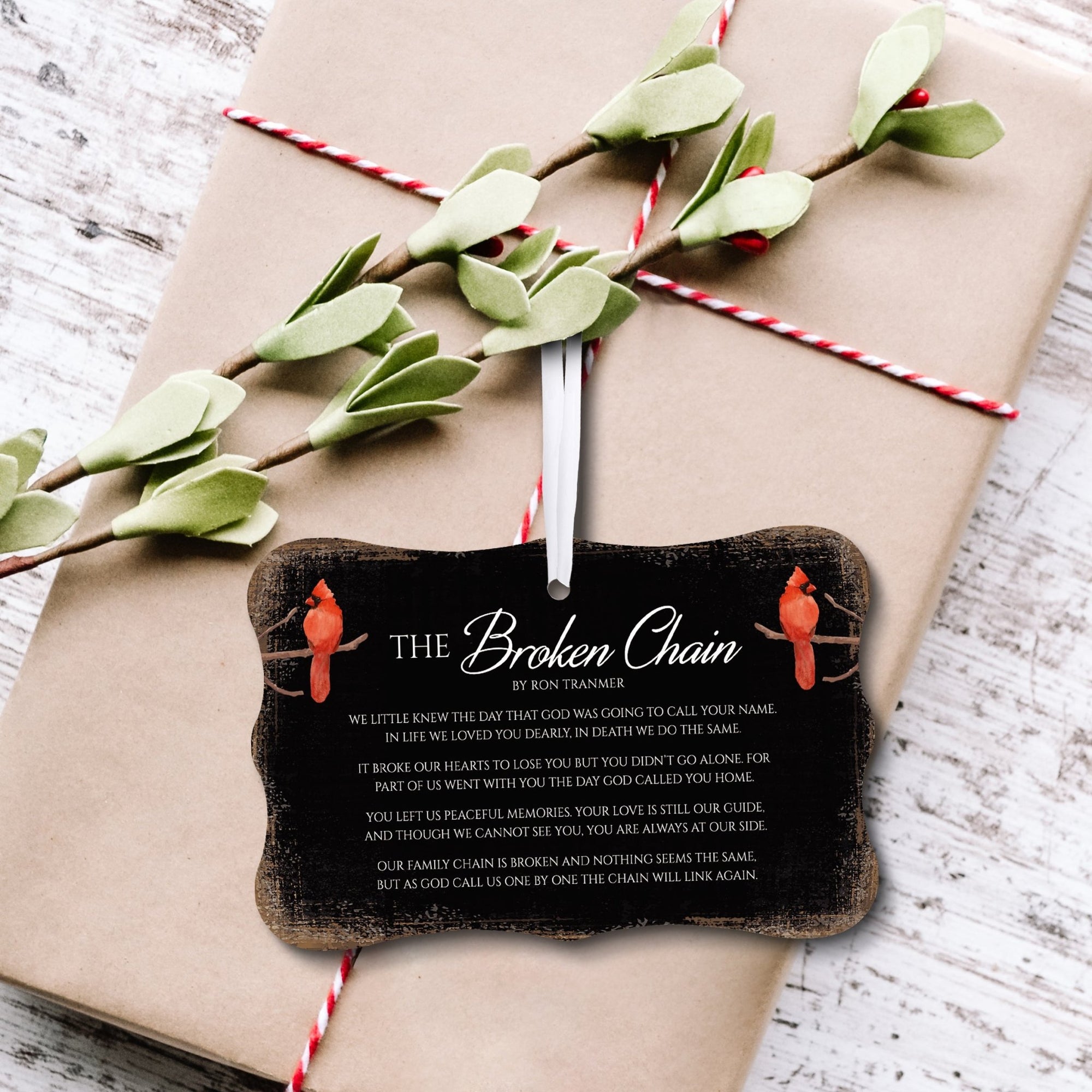 Rustic Scalloped Cardinal Wooden Ornament With Everyday Verses Gift Ideas - The Broken Chain - LifeSong Milestones