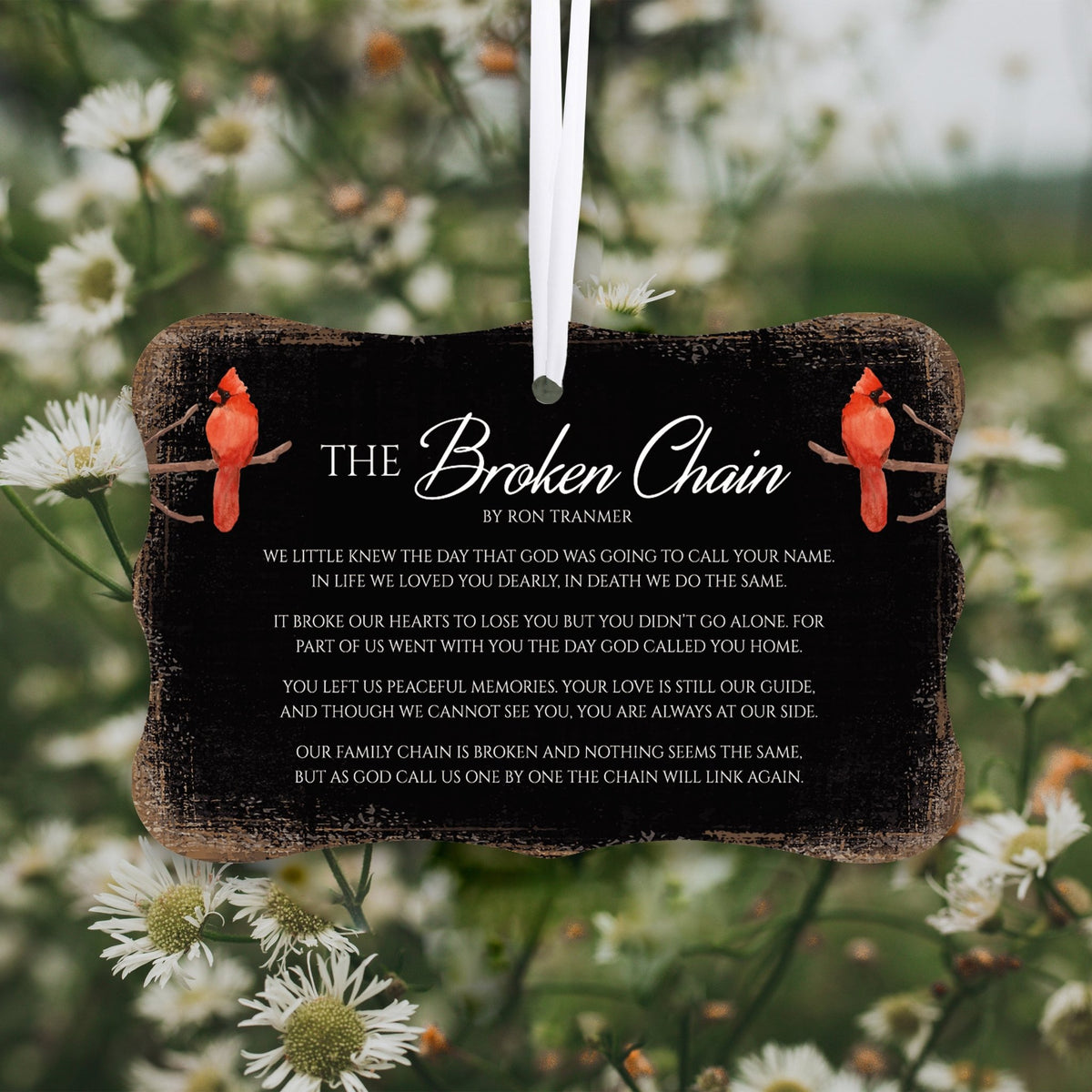 Rustic Scalloped Cardinal Wooden Ornament With Everyday Verses Gift Ideas - The Broken Chain - LifeSong Milestones