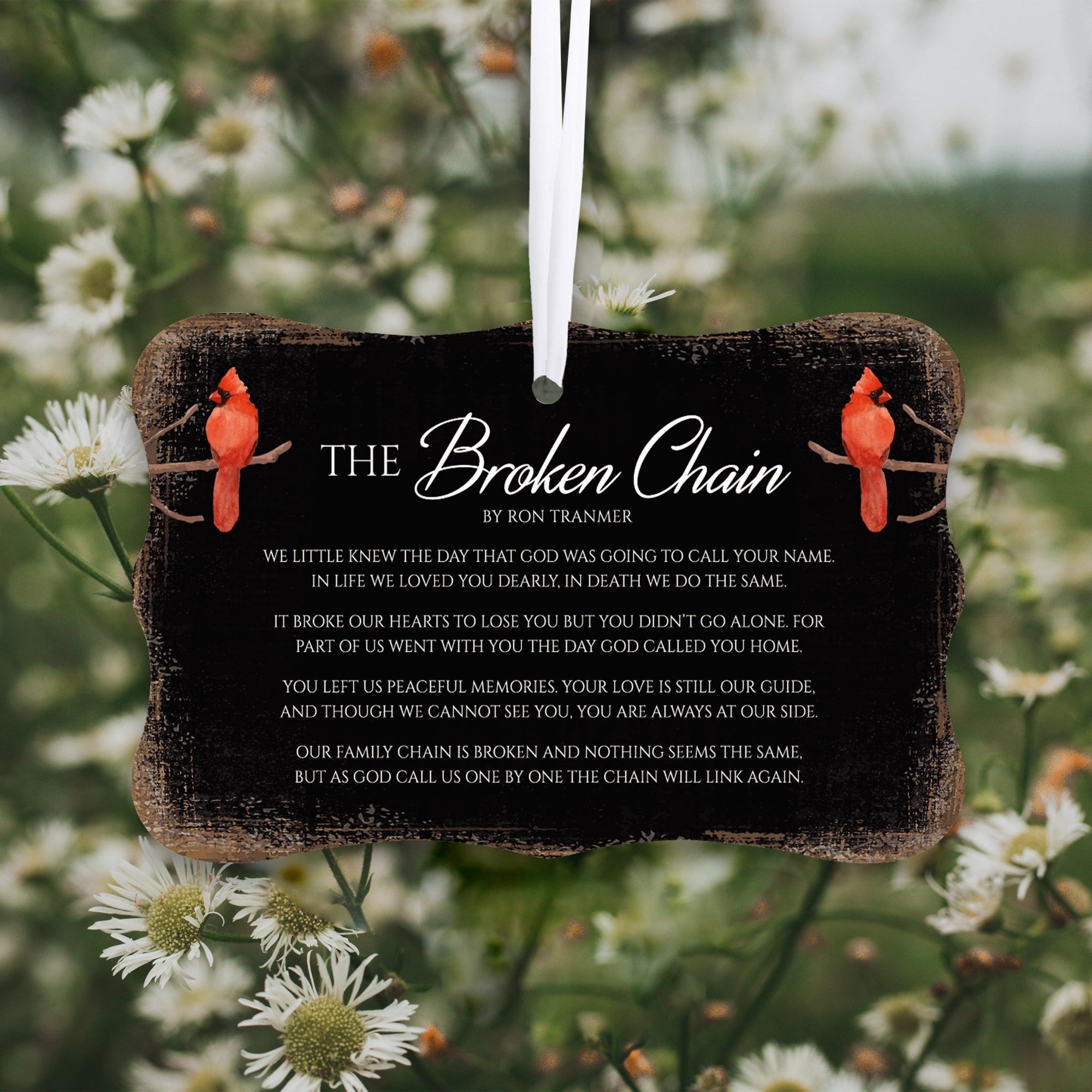 Rustic Scalloped Cardinal Wooden Ornament With Everyday Verses Gift Ideas - The Broken Chain - LifeSong Milestones