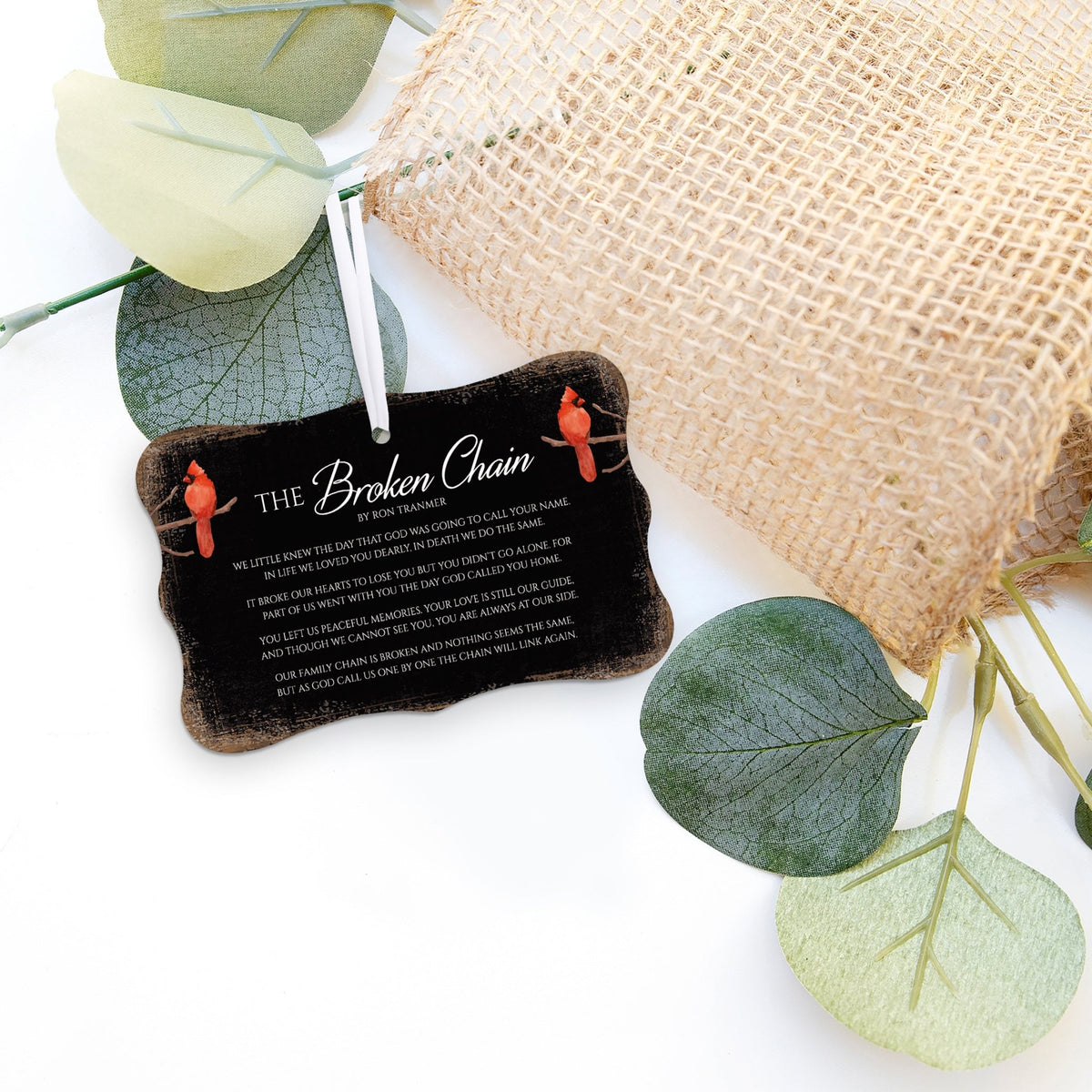 Rustic Scalloped Cardinal Wooden Ornament With Everyday Verses Gift Ideas - The Broken Chain - LifeSong Milestones