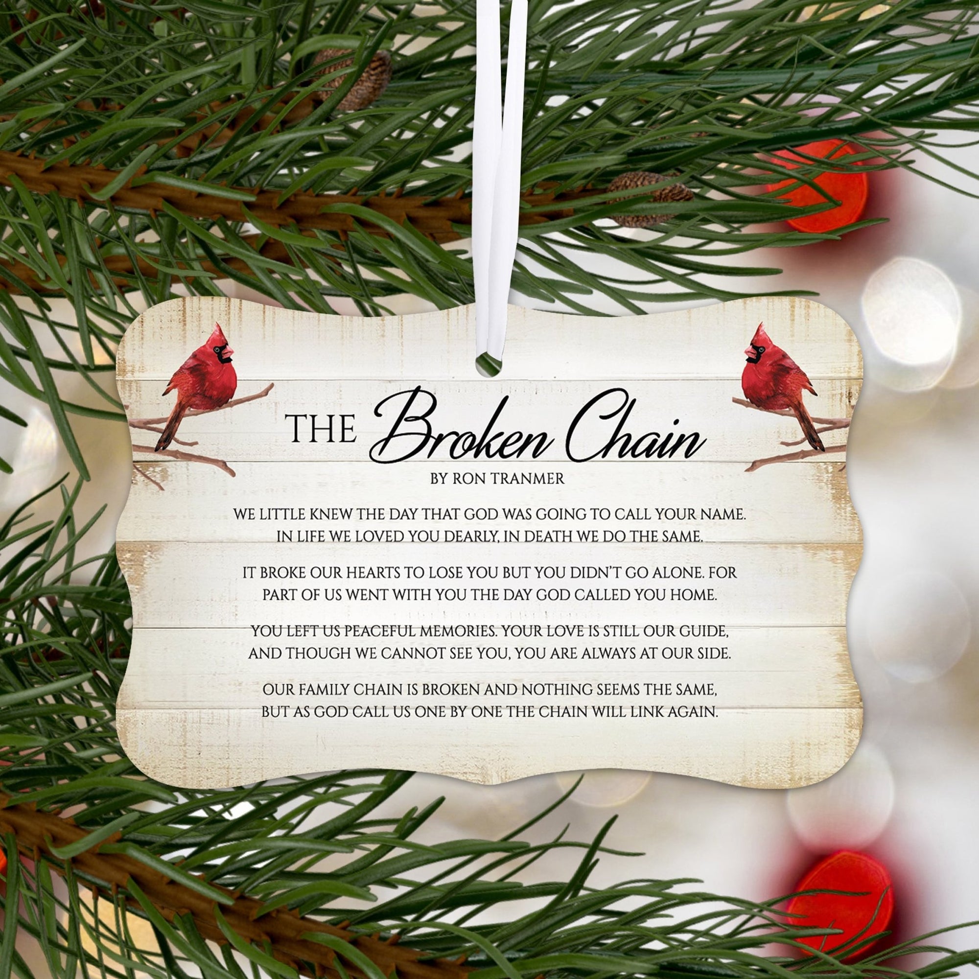 Rustic Scalloped Cardinal Wooden Ornament With Everyday Verses Gift Ideas - The Broken Chain - LifeSong Milestones