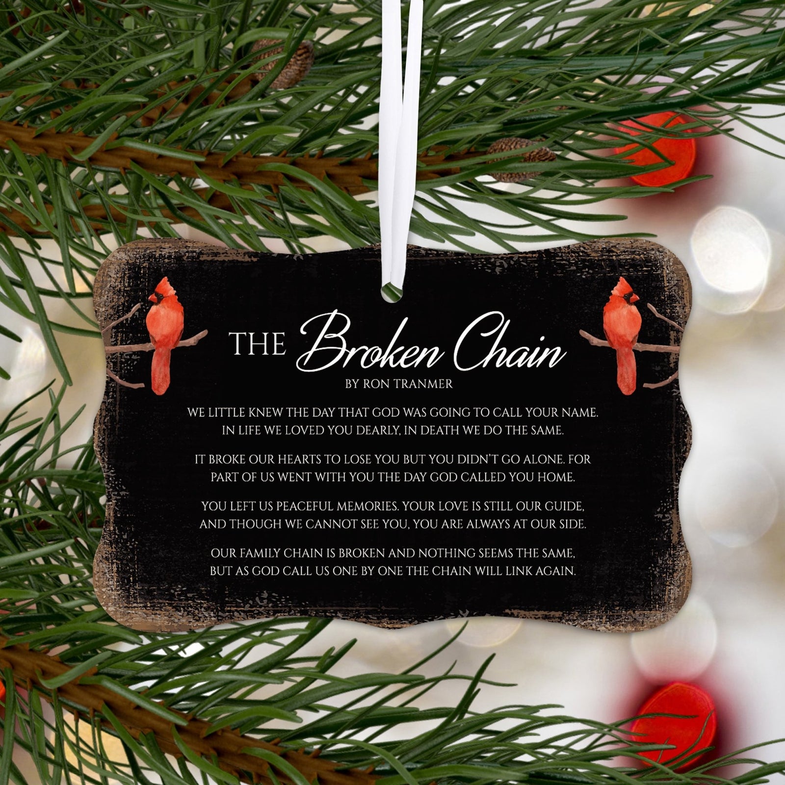 Rustic Scalloped Cardinal Wooden Ornament With Everyday Verses Gift Ideas - The Broken Chain - LifeSong Milestones