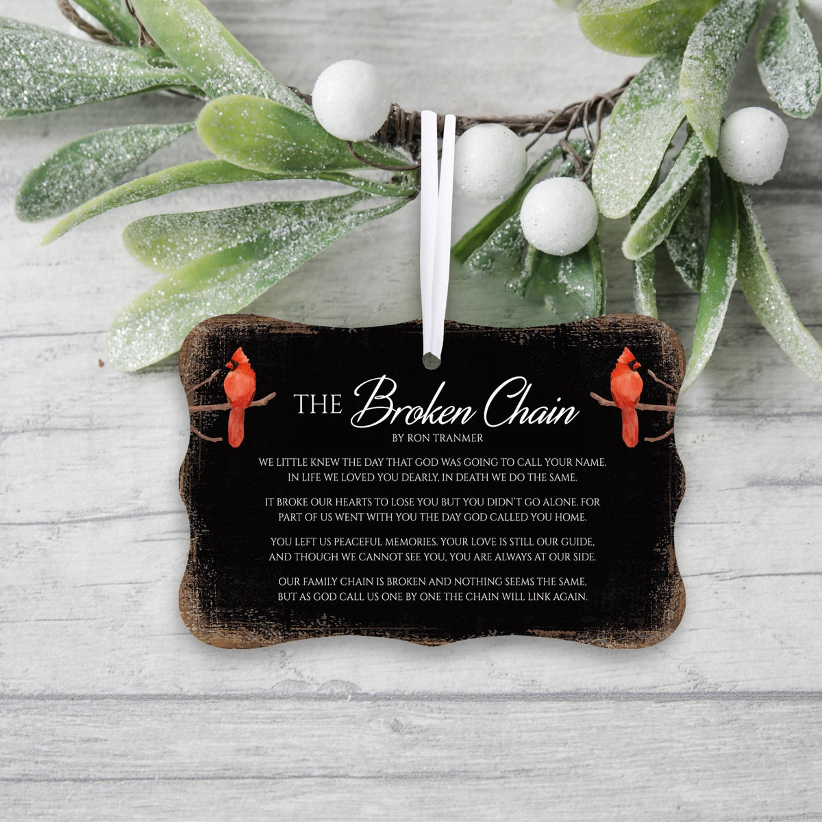 Rustic Scalloped Cardinal Wooden Ornament With Everyday Verses Gift Ideas - The Broken Chain - LifeSong Milestones