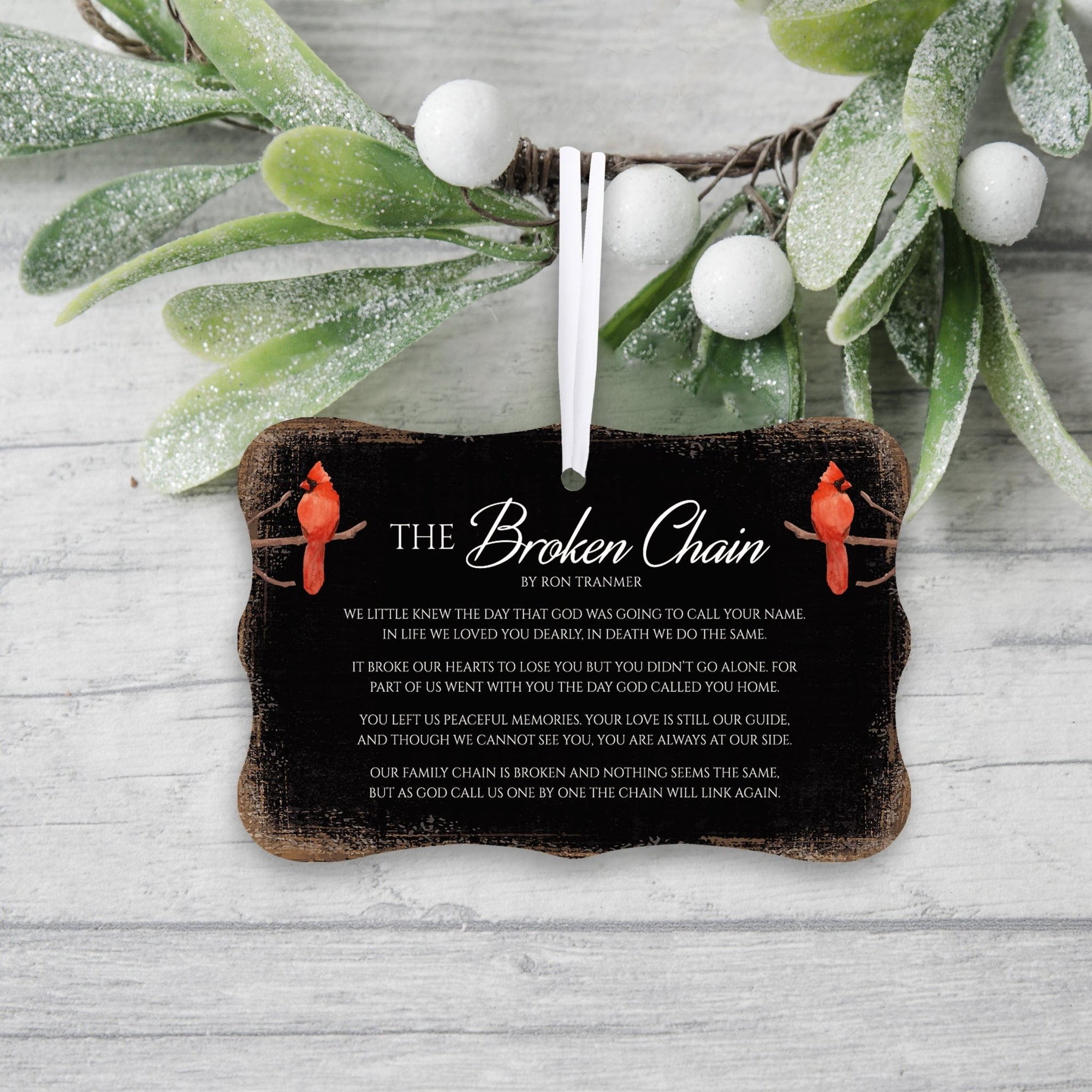 Rustic Scalloped Cardinal Wooden Ornament With Everyday Verses Gift Ideas - The Broken Chain - LifeSong Milestones