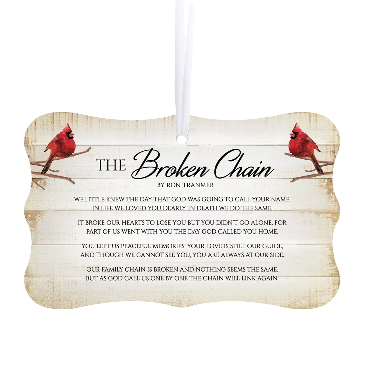 Rustic Scalloped Cardinal Wooden Ornament With Everyday Verses Gift Ideas - The Broken Chain - LifeSong Milestones