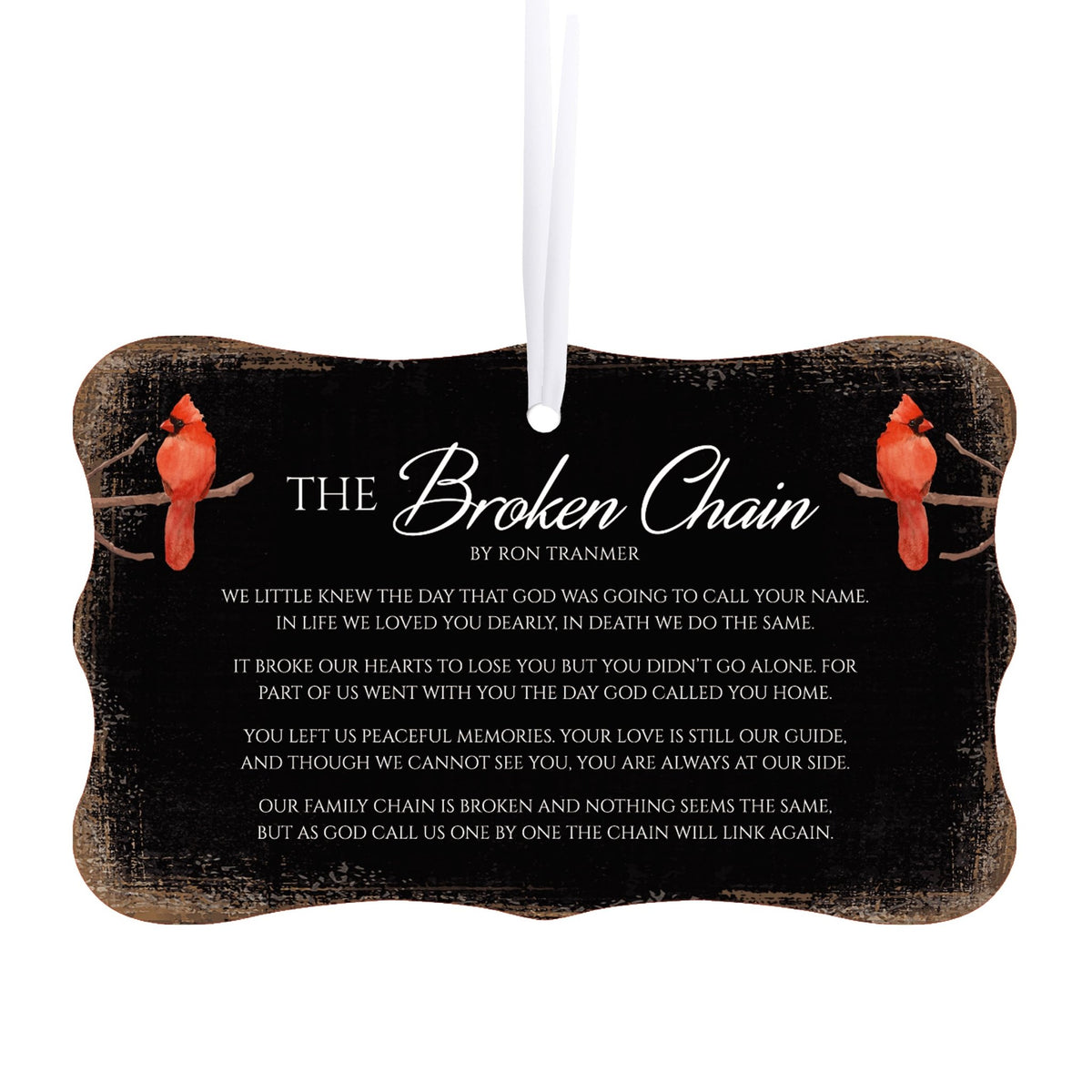 Rustic Scalloped Cardinal Wooden Ornament With Everyday Verses Gift Ideas - The Broken Chain - LifeSong Milestones