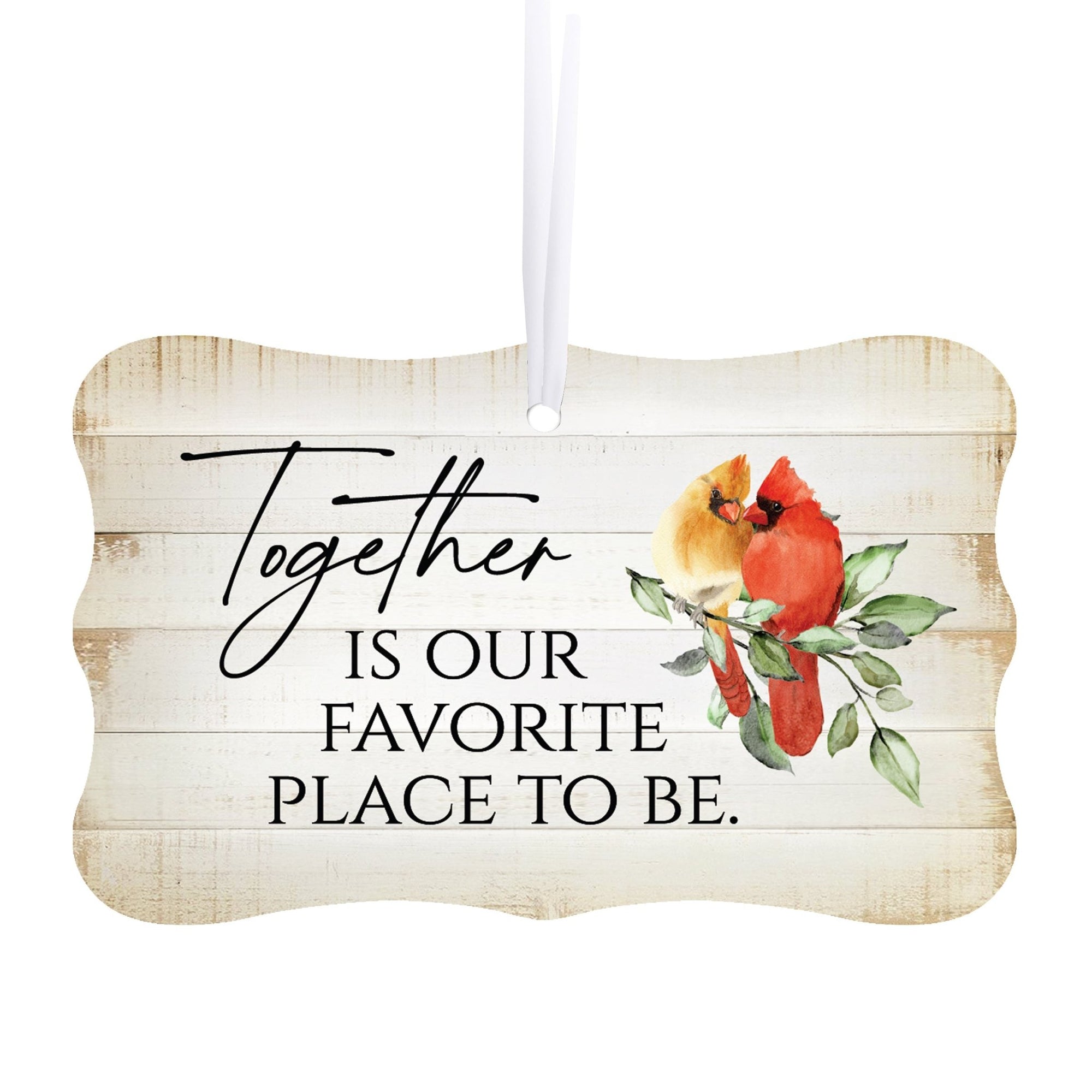 Rustic Scalloped Cardinal Wooden Ornament With Everyday Verses Gift Ideas - Together Is Our - LifeSong Milestones